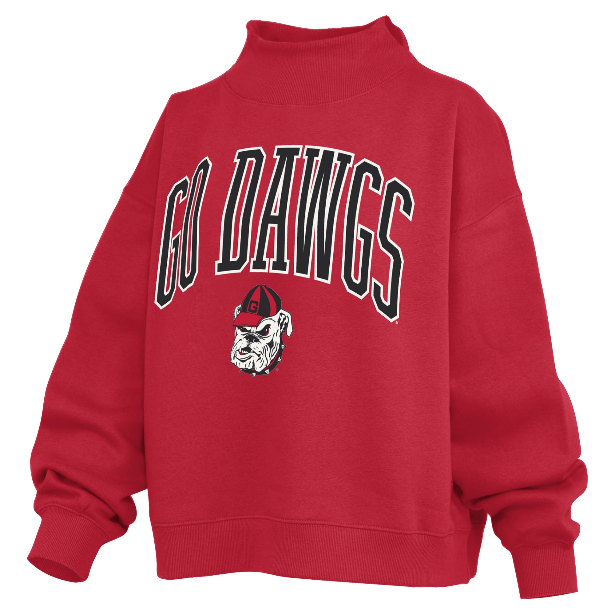 Sweat-shirt à col montant oversize en polaire rouge slogan des Georgia Bulldogs de Pressbox pour femmes