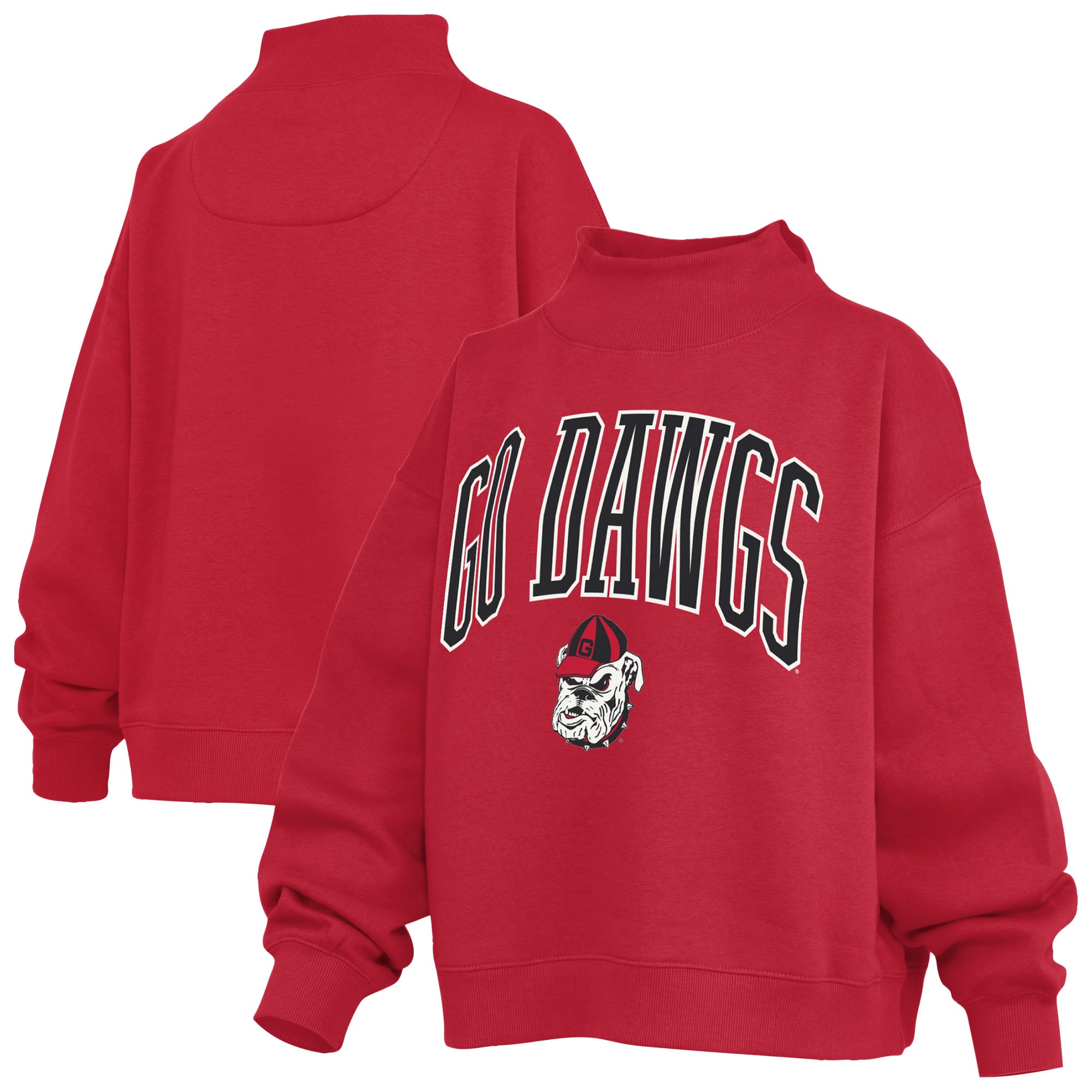 Sweat-shirt à col montant oversize en polaire rouge slogan des Georgia Bulldogs de Pressbox pour femmes