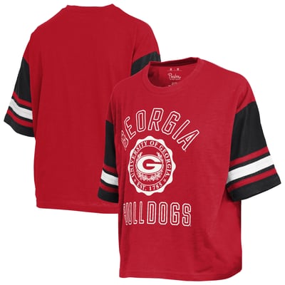T-shirt Georgia Bulldogs Pressbox pour femmes, colorblock, motif sceau du dimanche - Rouge