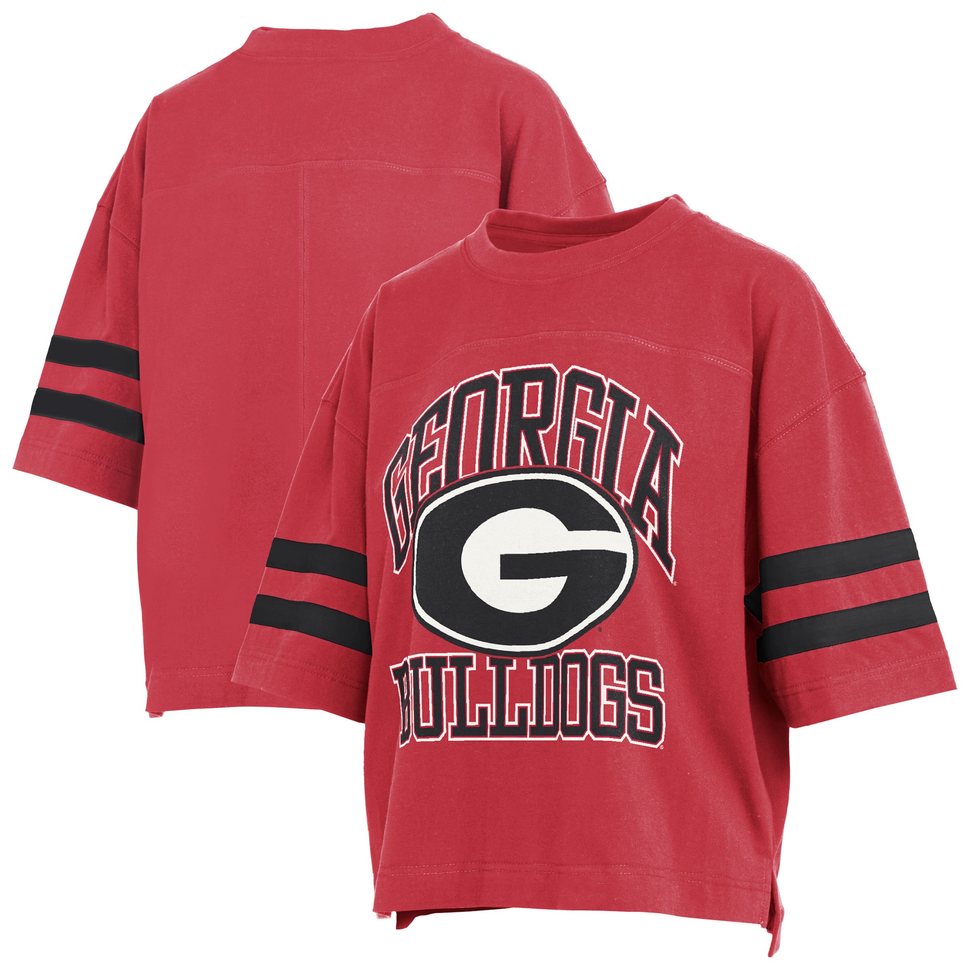 T-shirt court rouge Pressbox pour femmes, Georgia Bulldogs, Wayne Tyler