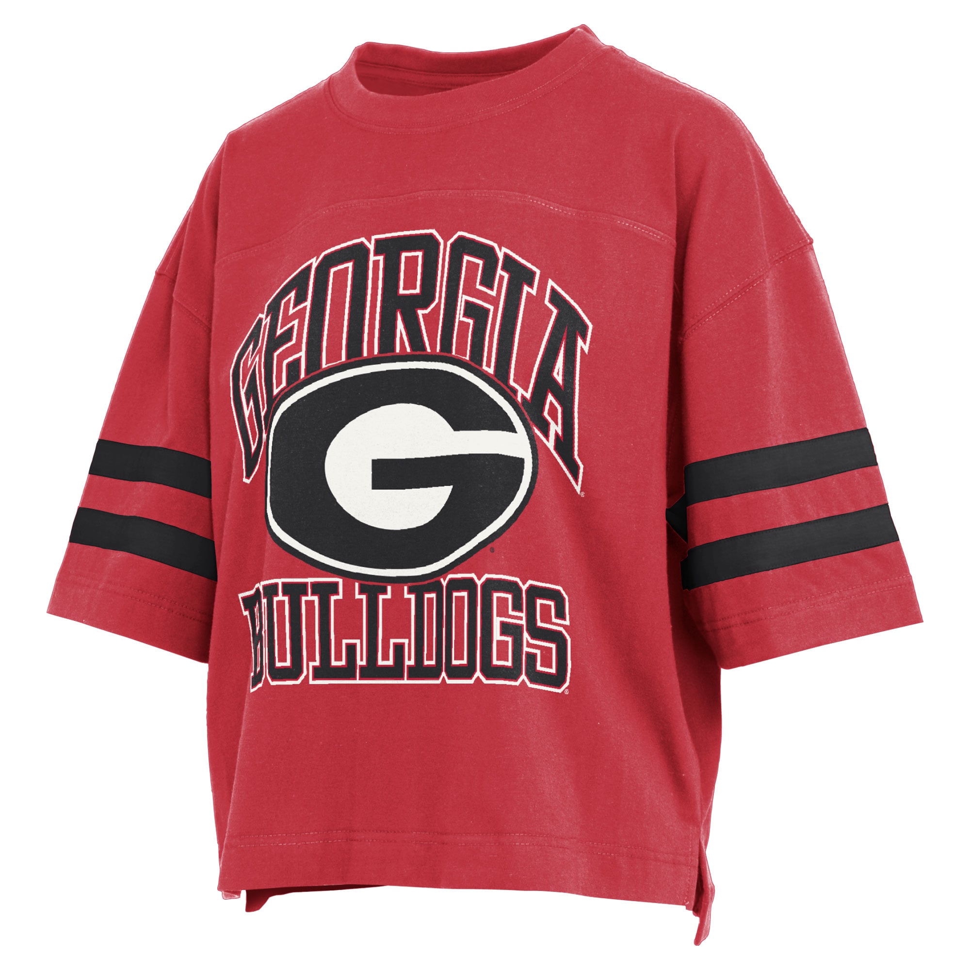 T-shirt court rouge Pressbox pour femmes, Georgia Bulldogs, Wayne Tyler
