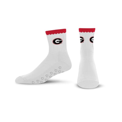 Georgia Bulldogs PRO Compression Women's Heartshape Grippers Yoga-Pilates Quarter Socks - White