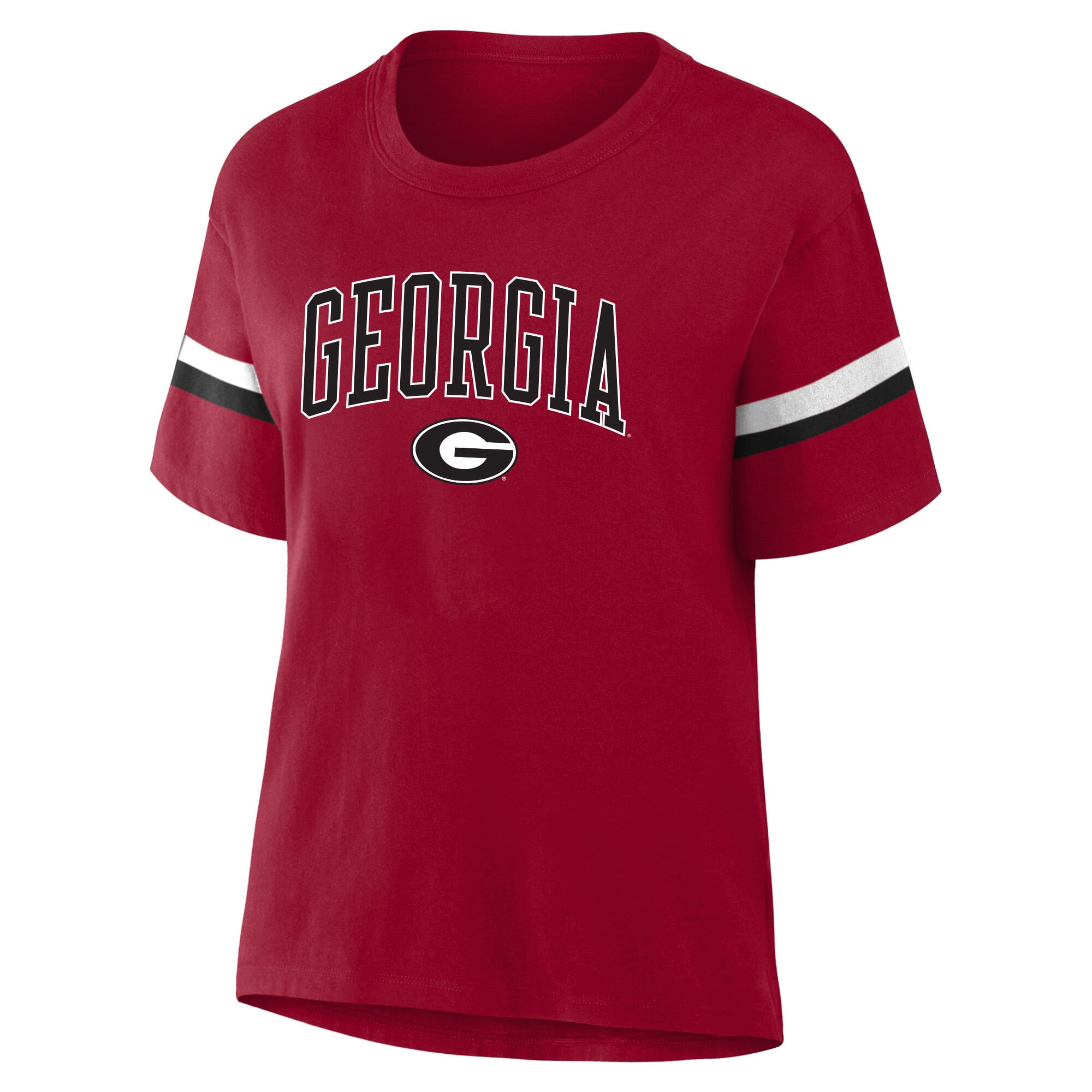 T-shirt rayé grande taille à motif Georgia Bulldogs rouges pour femme