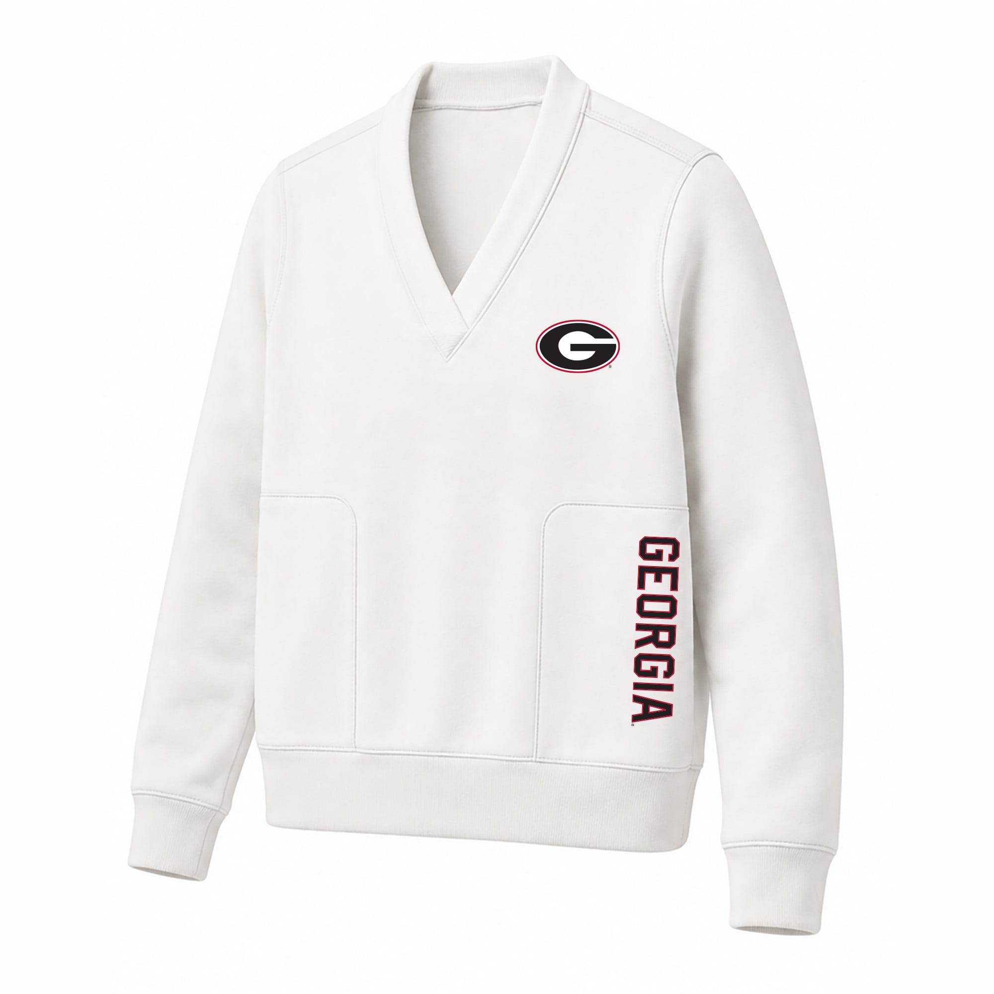 Women's Profile White Georgia Bulldogs Plus V-Neck Sweatshirt