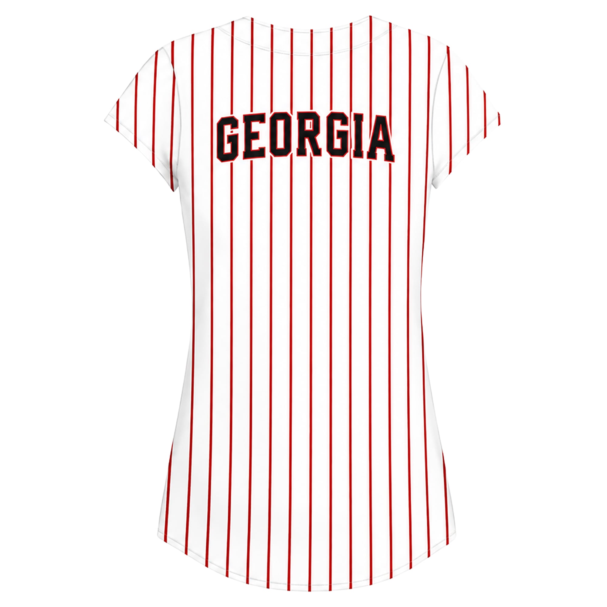 Women's Profile White/Red Georgia Bulldogs Plus Stripe Glitter Button-Up Fashion Jersey Top
