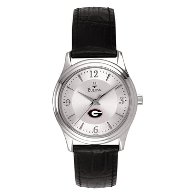 Georgia Bulldogs Women's Leather Watch - Silver