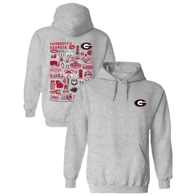  Georgia Bulldogs Vive La Fete Women's Impressions Artwork Hoodie - Gray