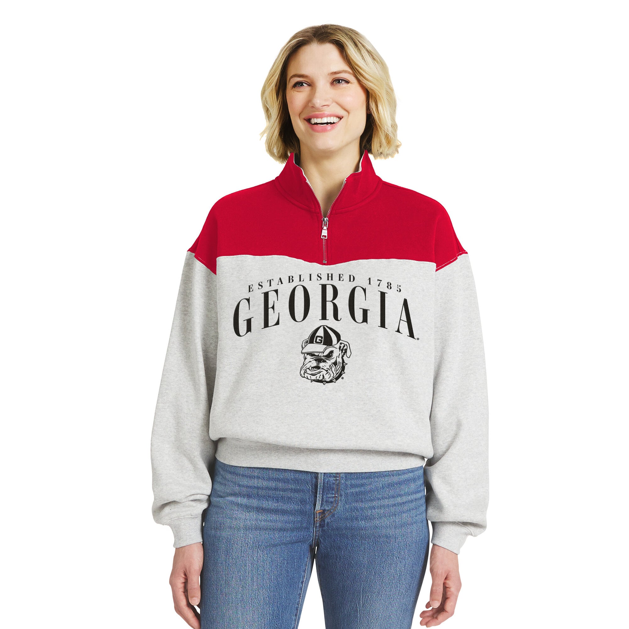 Pull à demi-zip rouge Georgia Bulldogs de la marque WEAR by Erin Andrews pour femme