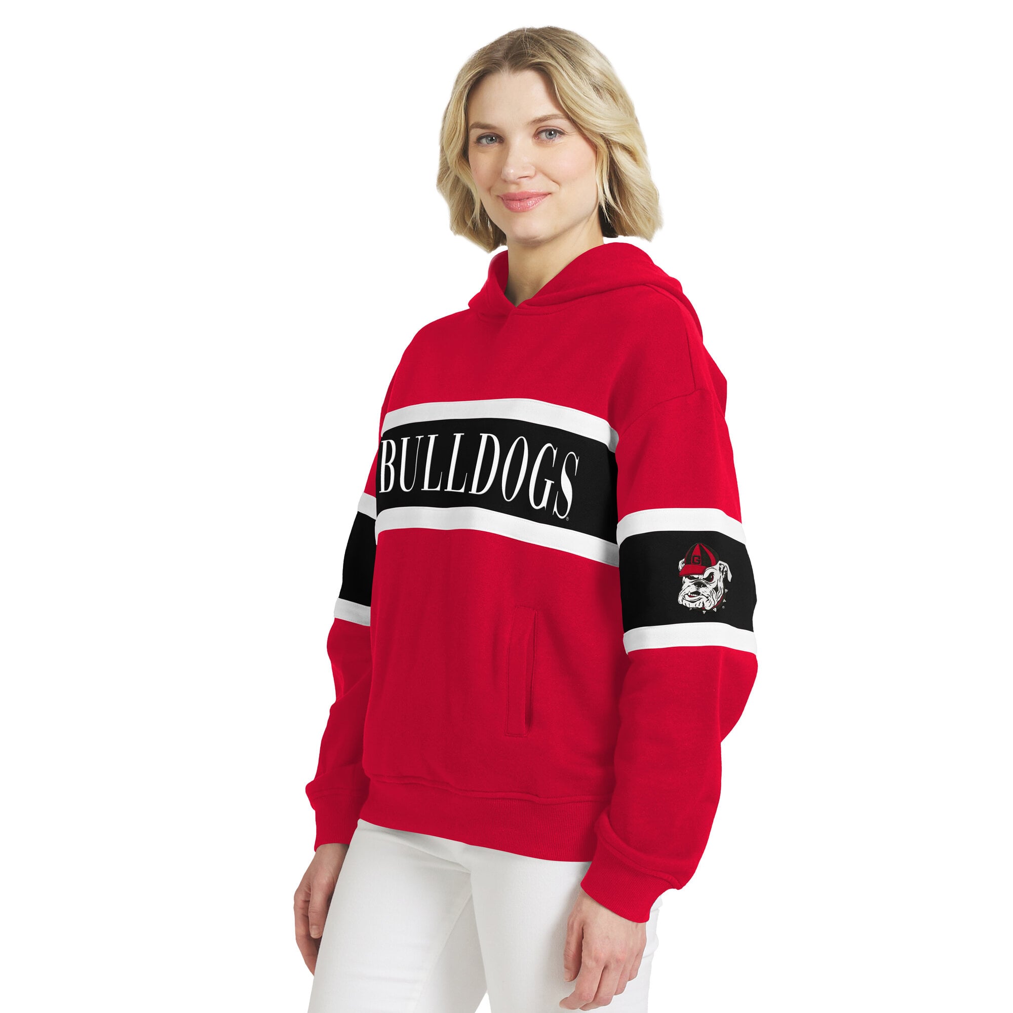Sweat à capuche blocs de couleurs rouges Georgia Bulldogs la marque WEAR by Erin Andrews pour femmes