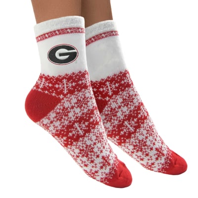 Georgia Bulldogs ZooZatz Women's Fuzzy Holiday Crew Socks