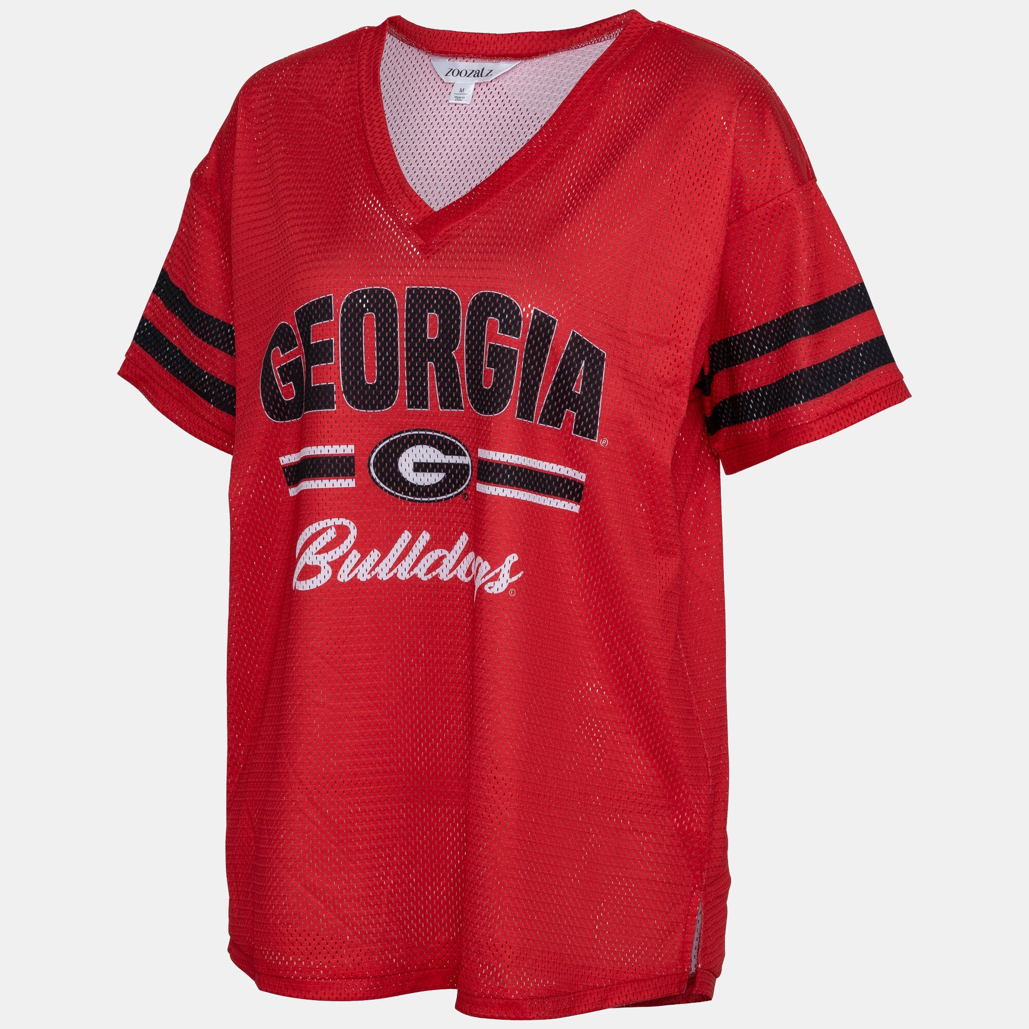 Women's ZooZatz Red Georgia Bulldogs Mesh Jersey Kickoff T-Shirt