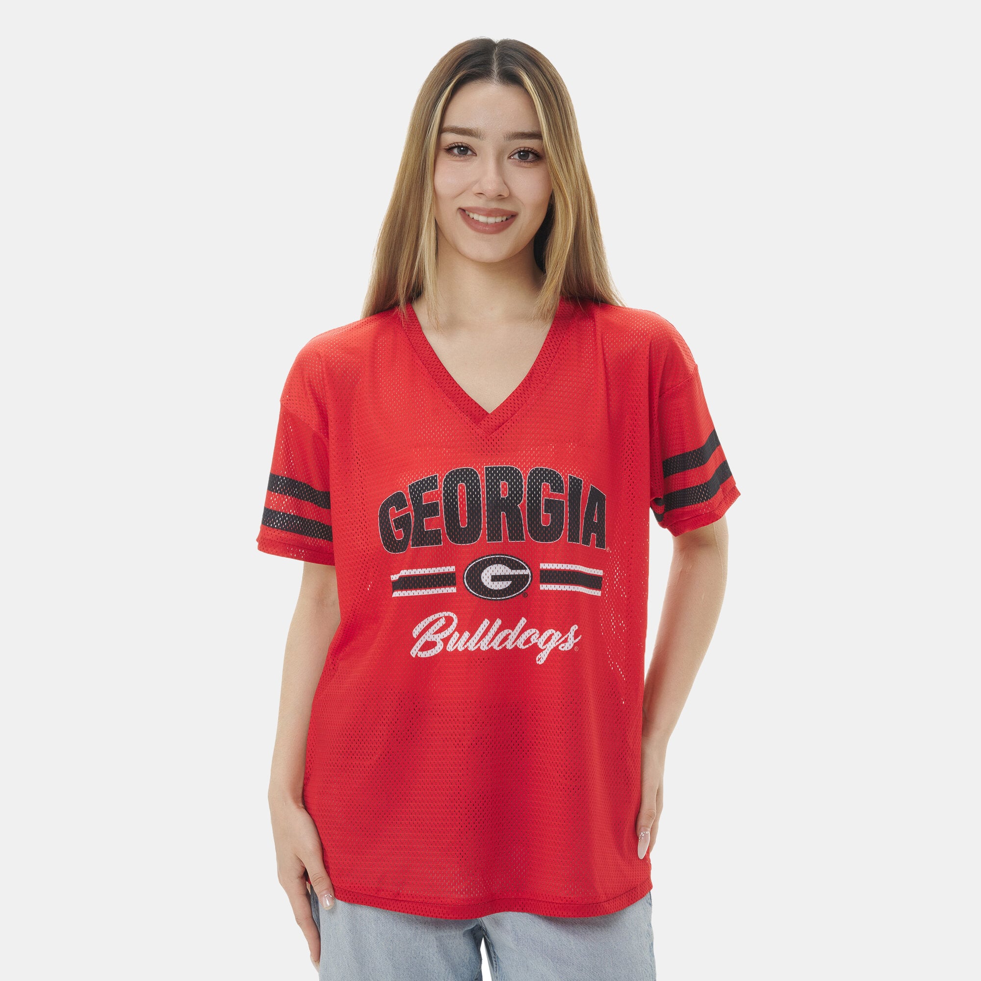 Women's ZooZatz Red Georgia Bulldogs Mesh Jersey Kickoff T-Shirt