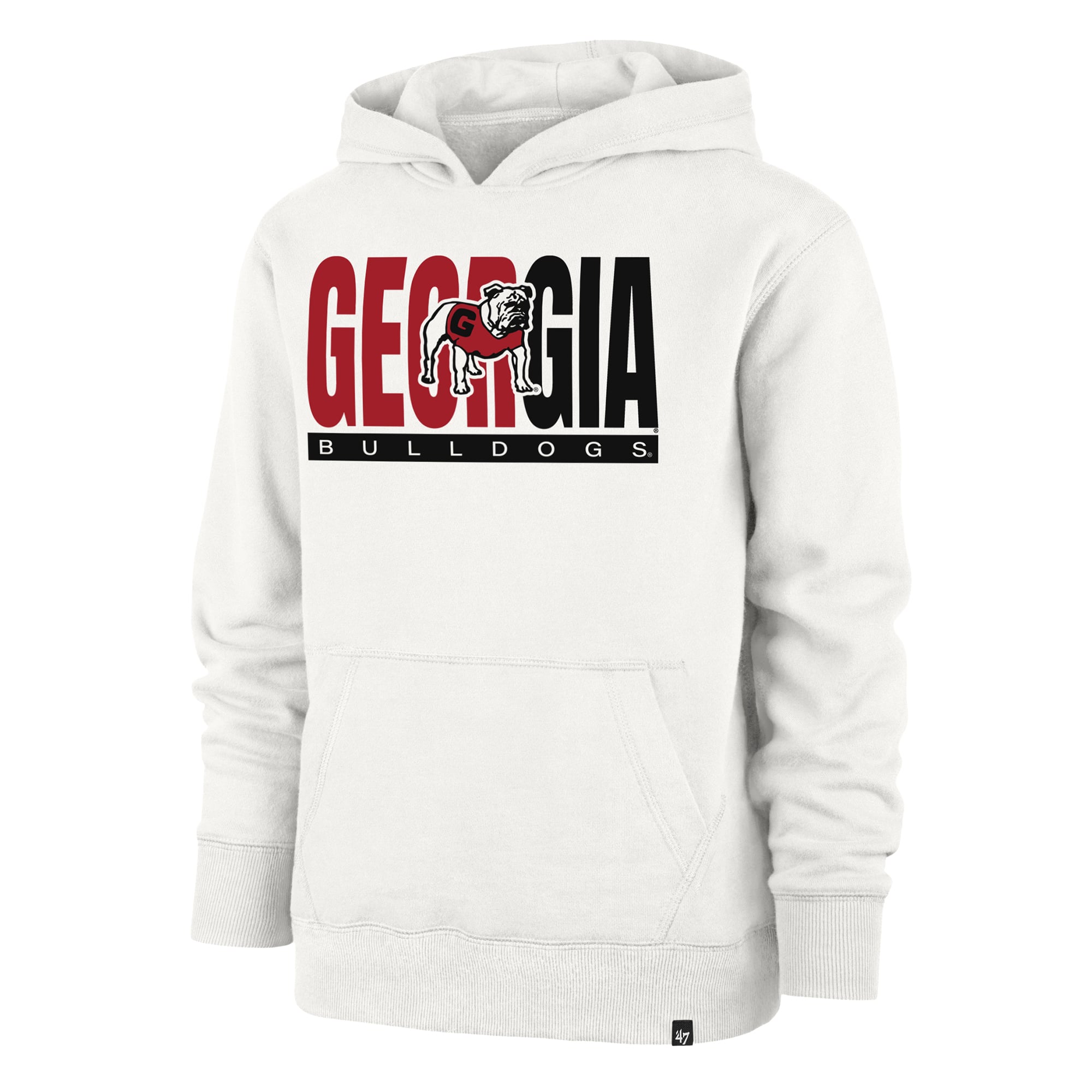 Youth '47 Cream Georgia Bulldogs Block Text Pullover Hoodie