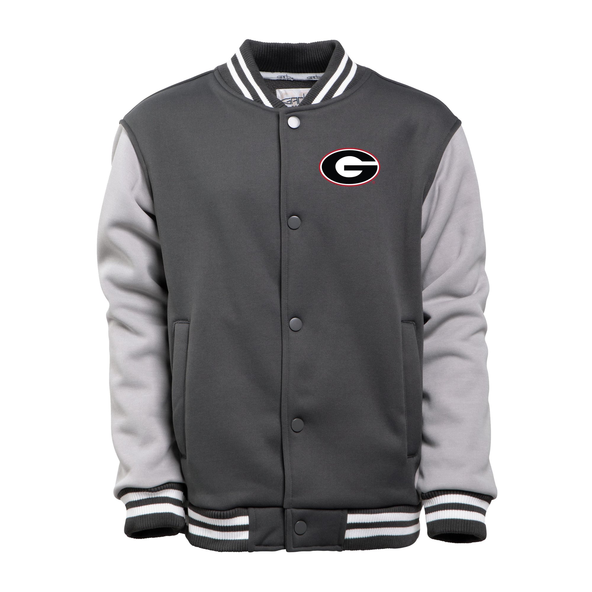 Youth Garb Charcoal/Gray Georgia Bulldogs Zeo Varsity Full-Snap Jacket