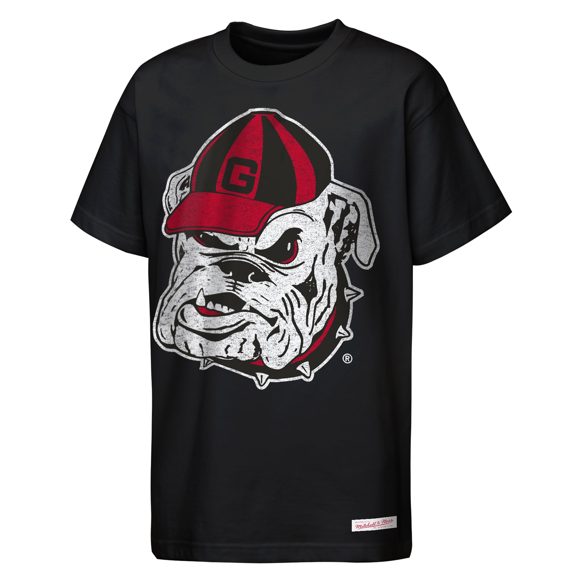 Youth Mitchell & Ness Black Georgia Bulldogs Mascot Big Face Heavyweight T-Shirt