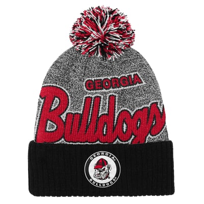 Georgia Bulldogs Mitchell & Ness Mascot Cuffed Knit Hat with Pom - Black
