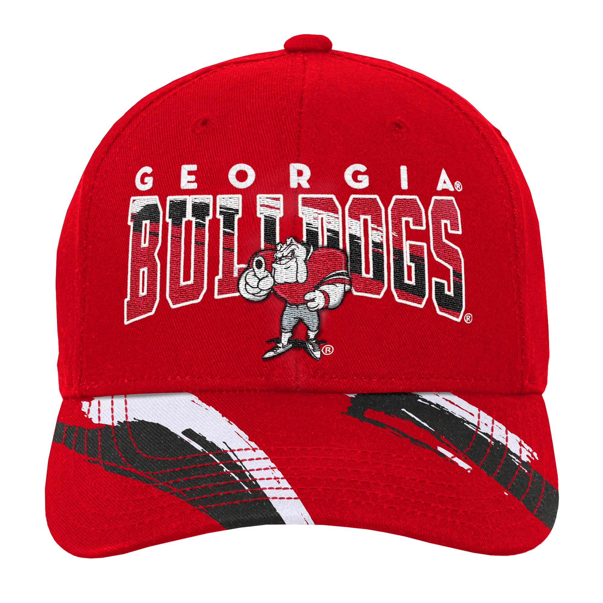 Youth Mitchell & Ness Red Georgia Bulldogs Mascot Streaks Pro Crown Adjustable Hat