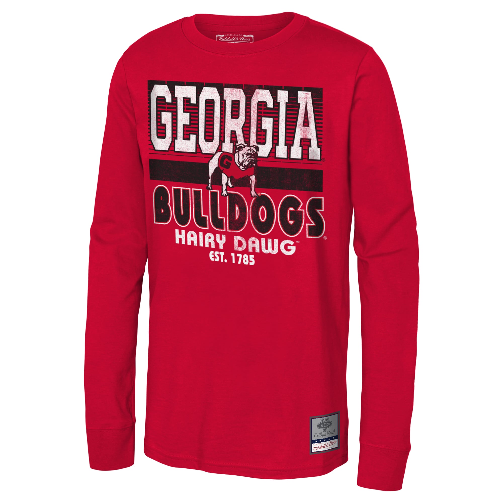 T-shirt à manches longues rétro Mitchell & Ness rouge Georgia Bulldogs pour jeunes