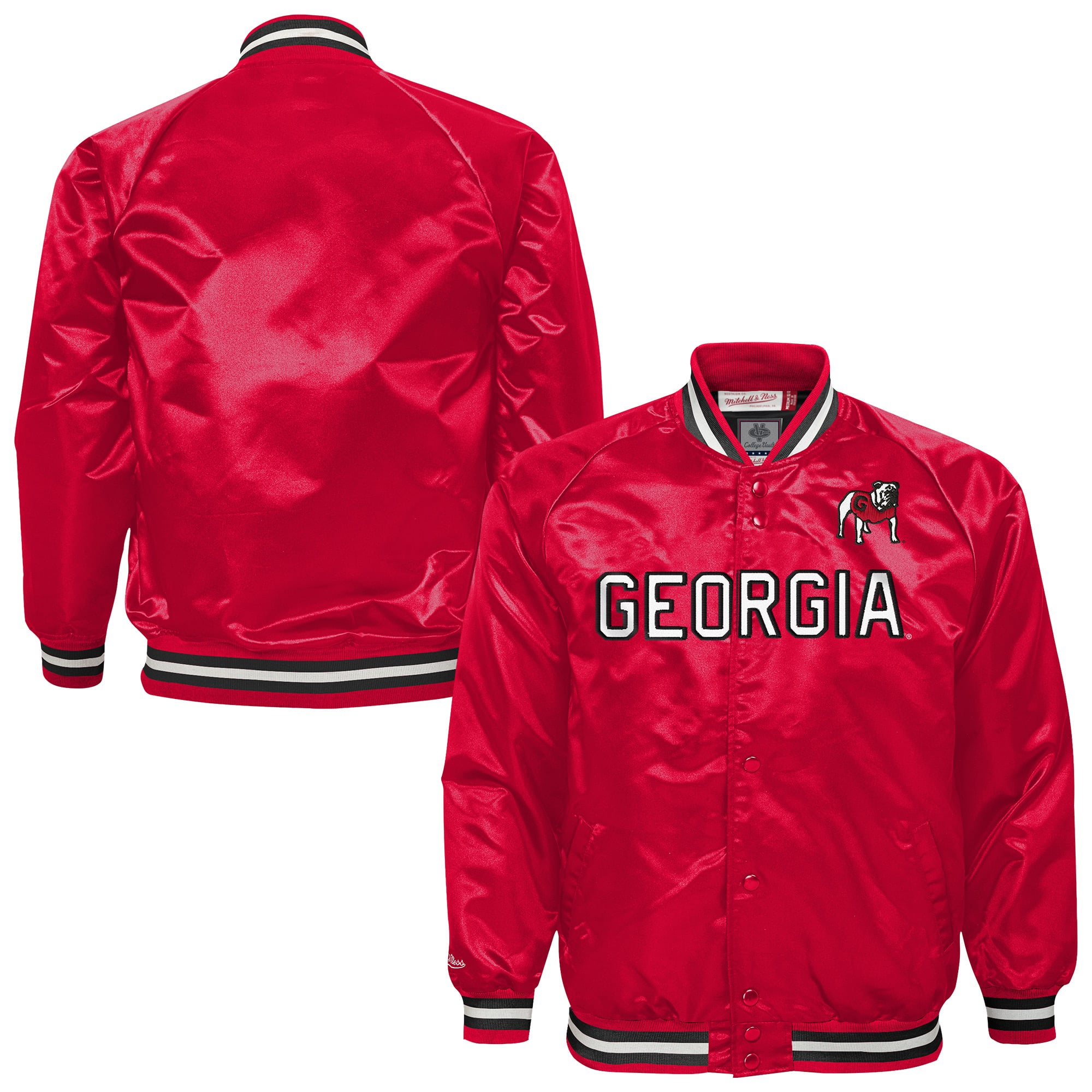 Youth Mitchell & Ness Red Georgia Bulldogs Satin Full-Snap Raglan Jacket