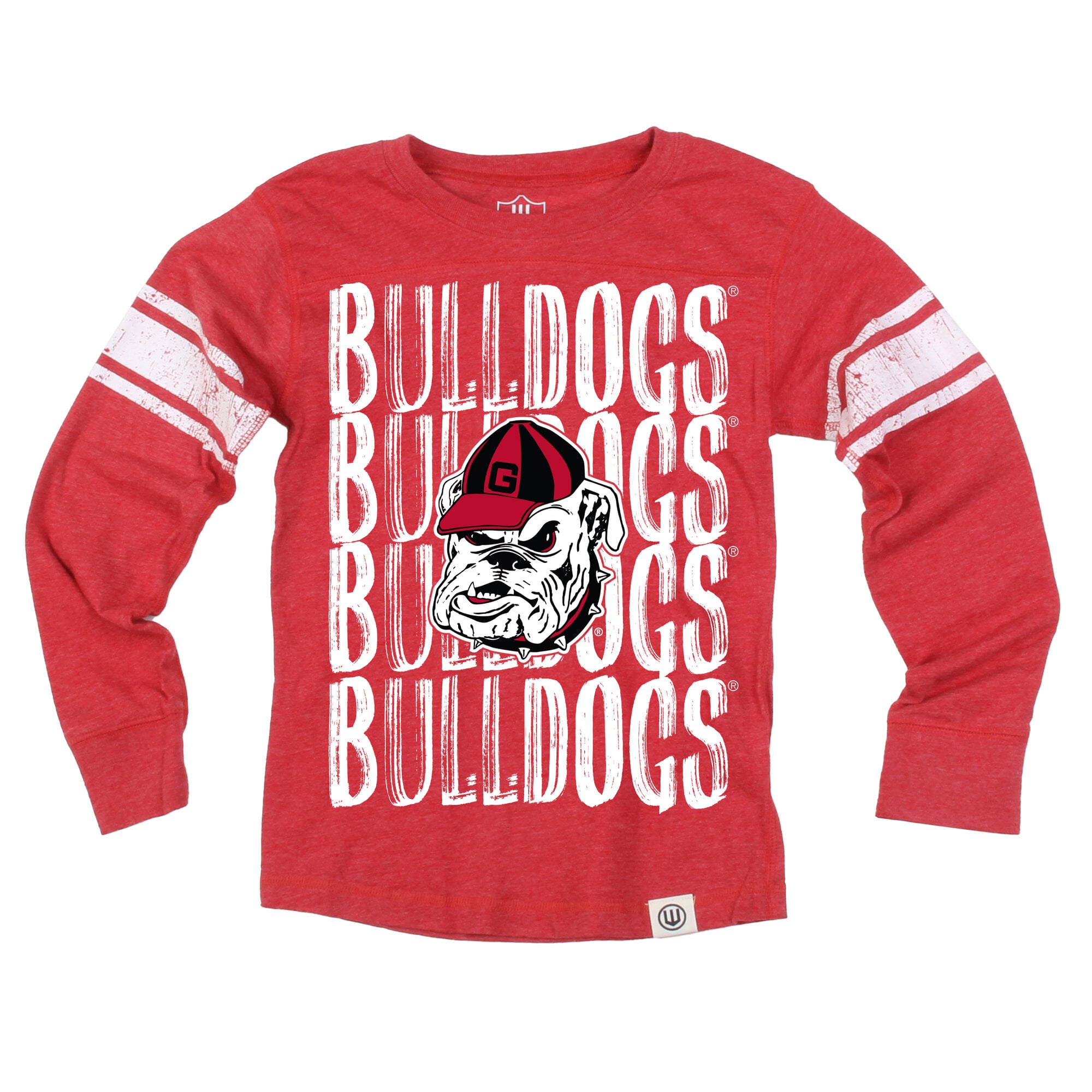 T-shirt de football à manches longues pour jeunes Wes & Willy Red Georgia Bulldogs