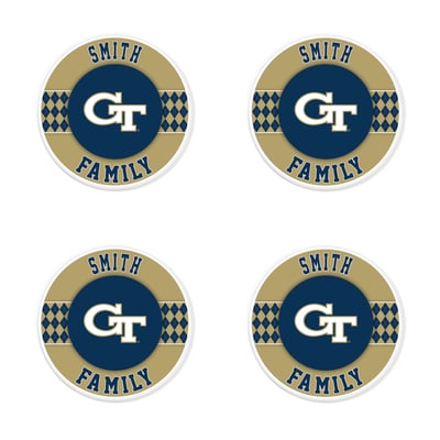 Georgia Tech Yellow Jackets 4" Personalized Circular Coasters 4-Pack Set