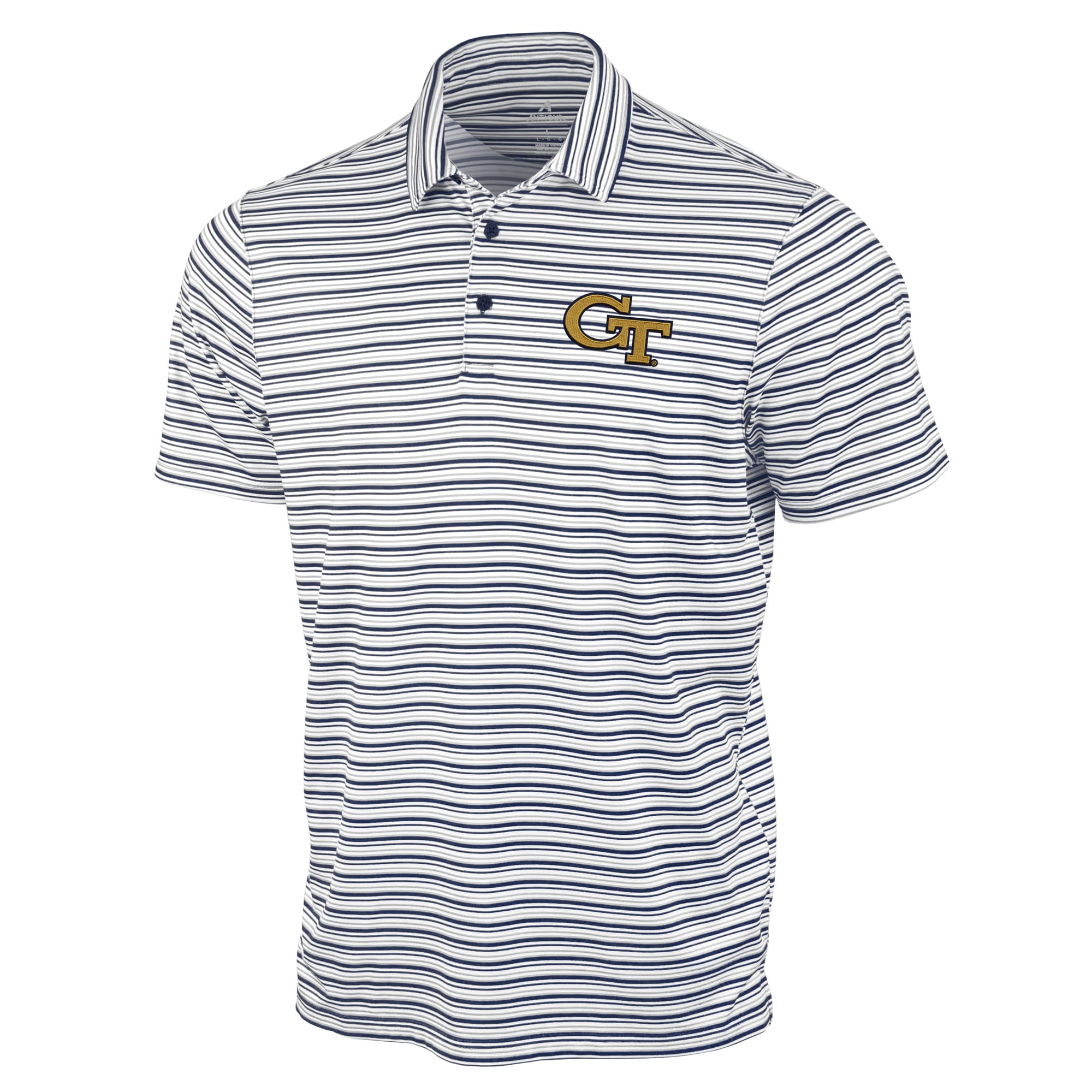 Polo à rayures spatiales Antigua Navy Georgia Tech Yellow Jackets pour homme