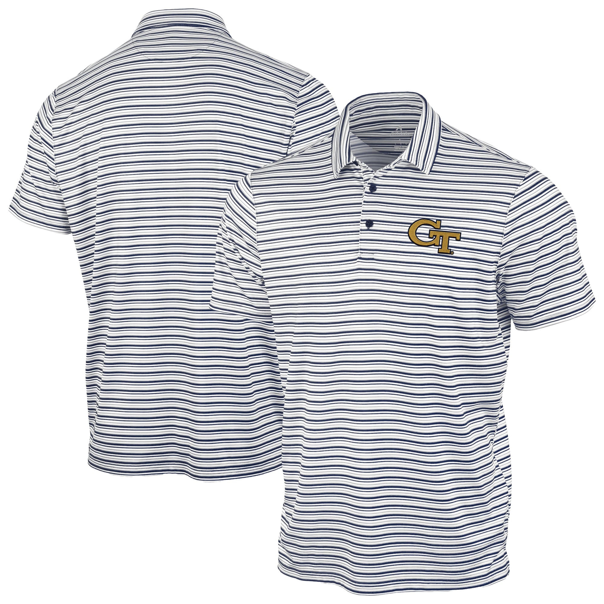 Polo à rayures spatiales Antigua Navy Georgia Tech Yellow Jackets pour homme