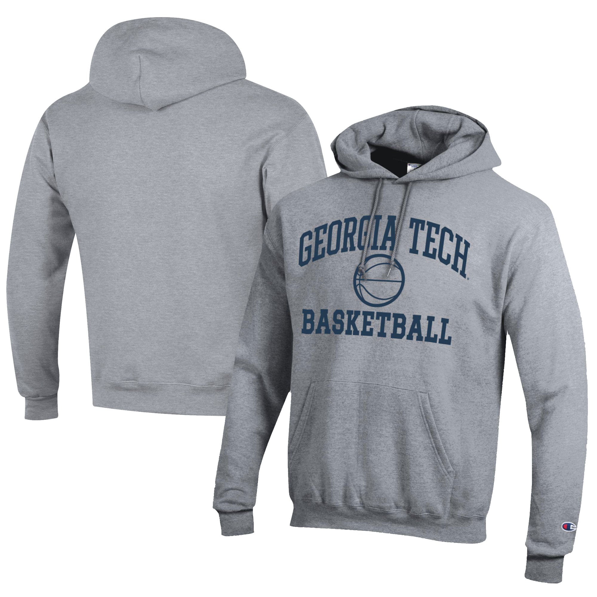 Men's Champion Gray Georgia Tech Yellow Jackets Icon Logo Basketball Eco  Powerblend Pullover Hoodie