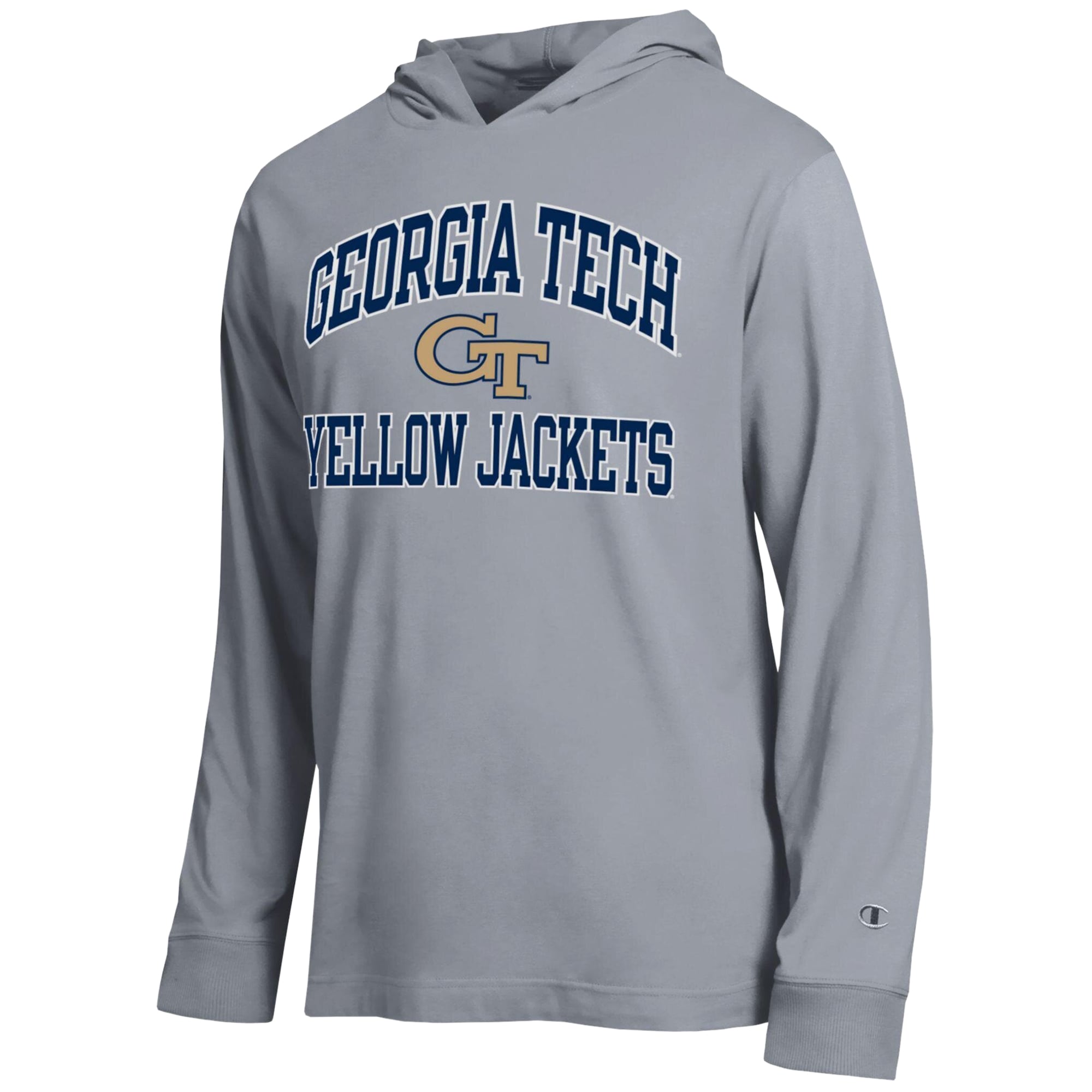 Men's Champion Heather Gray Georgia Tech Yellow Jackets High Motor All-Star Long Sleeve Hooded T-Shirt
