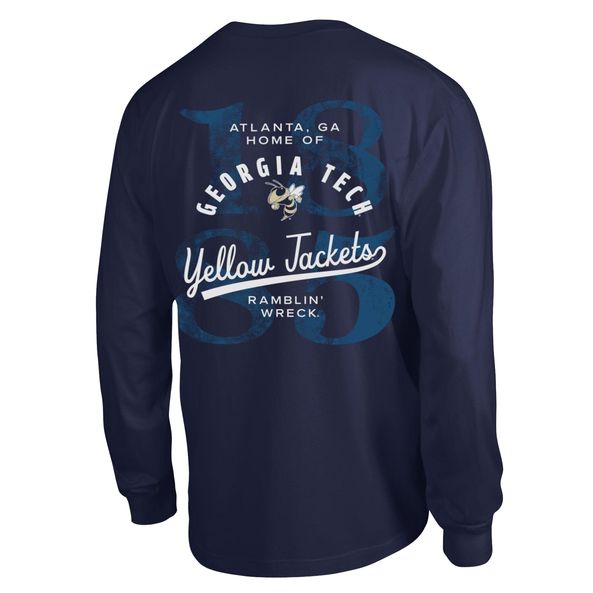 T-shirt à manches longues plastifié Champion Navy Georgia Tech Yellow Jackets pour homme