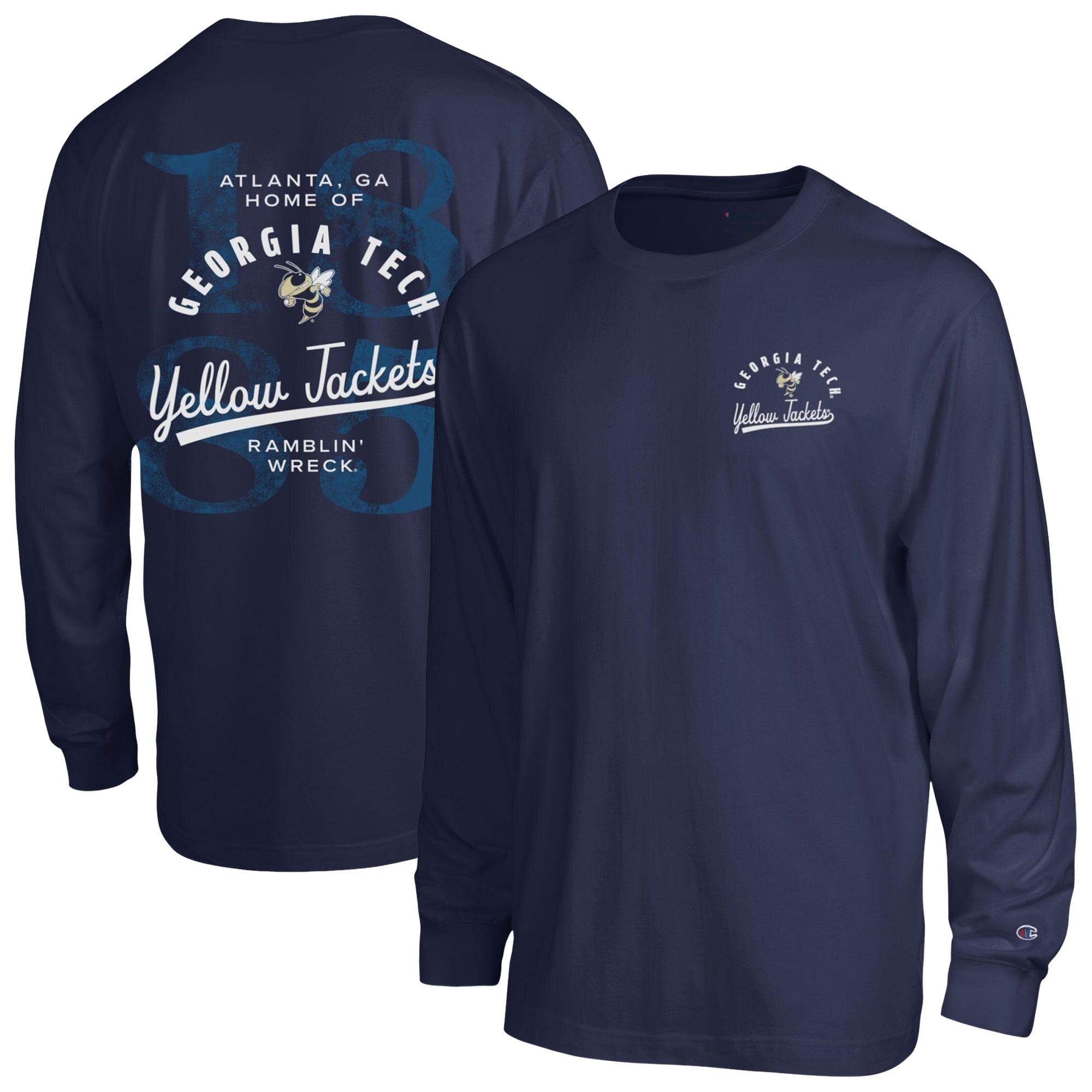 Men's Champion Navy Georgia Tech Yellow Jackets Laminated All-Star Long Sleeve T-Shirt