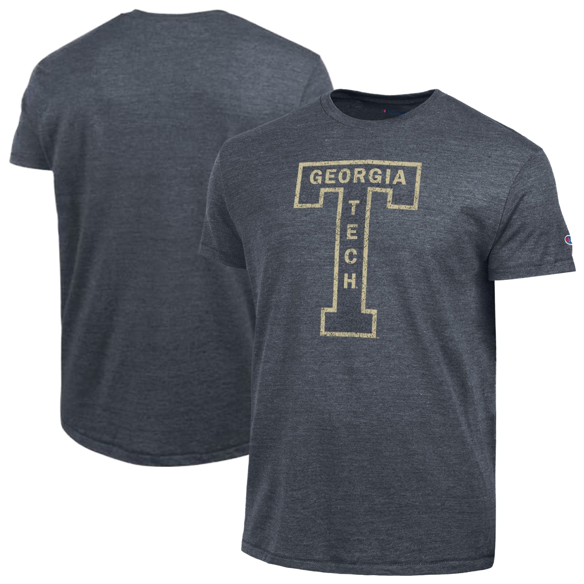 Men's Champion Navy Georgia Tech Yellow Jackets Vintage Triumph Tri-Blend T-Shirt