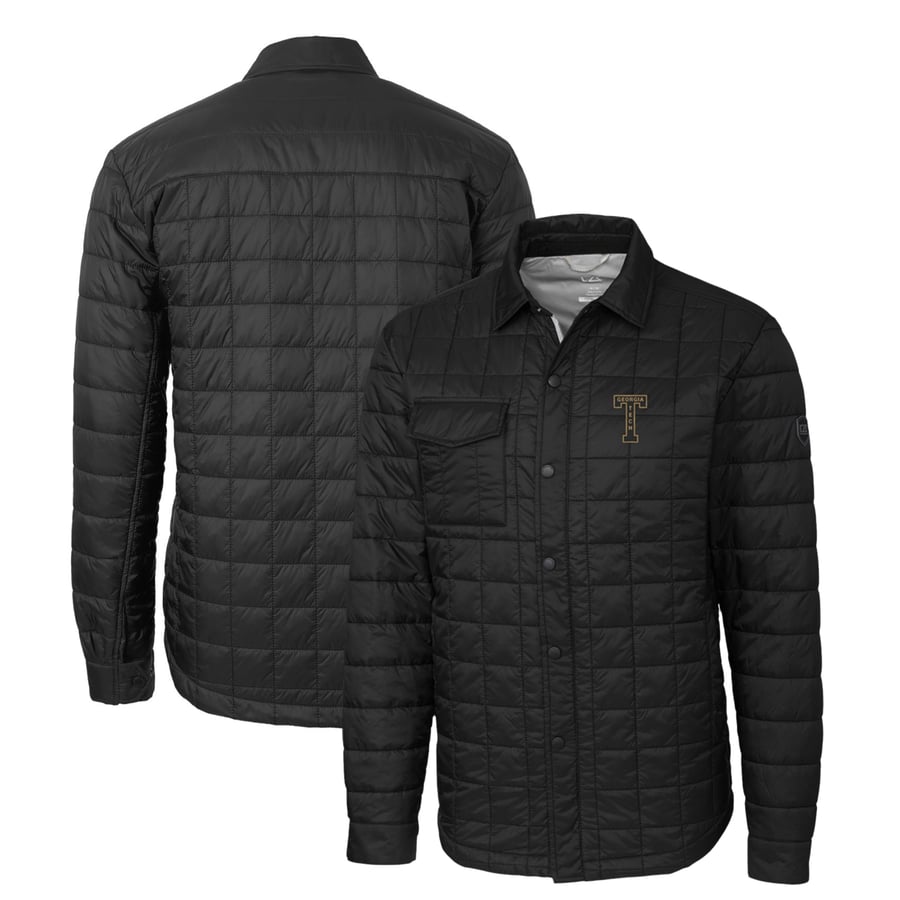 Georgia Tech Buttons Men's Cutter & Buck Black GA Tech Yellow Jackets Rainier PrimaLoft Eco ...