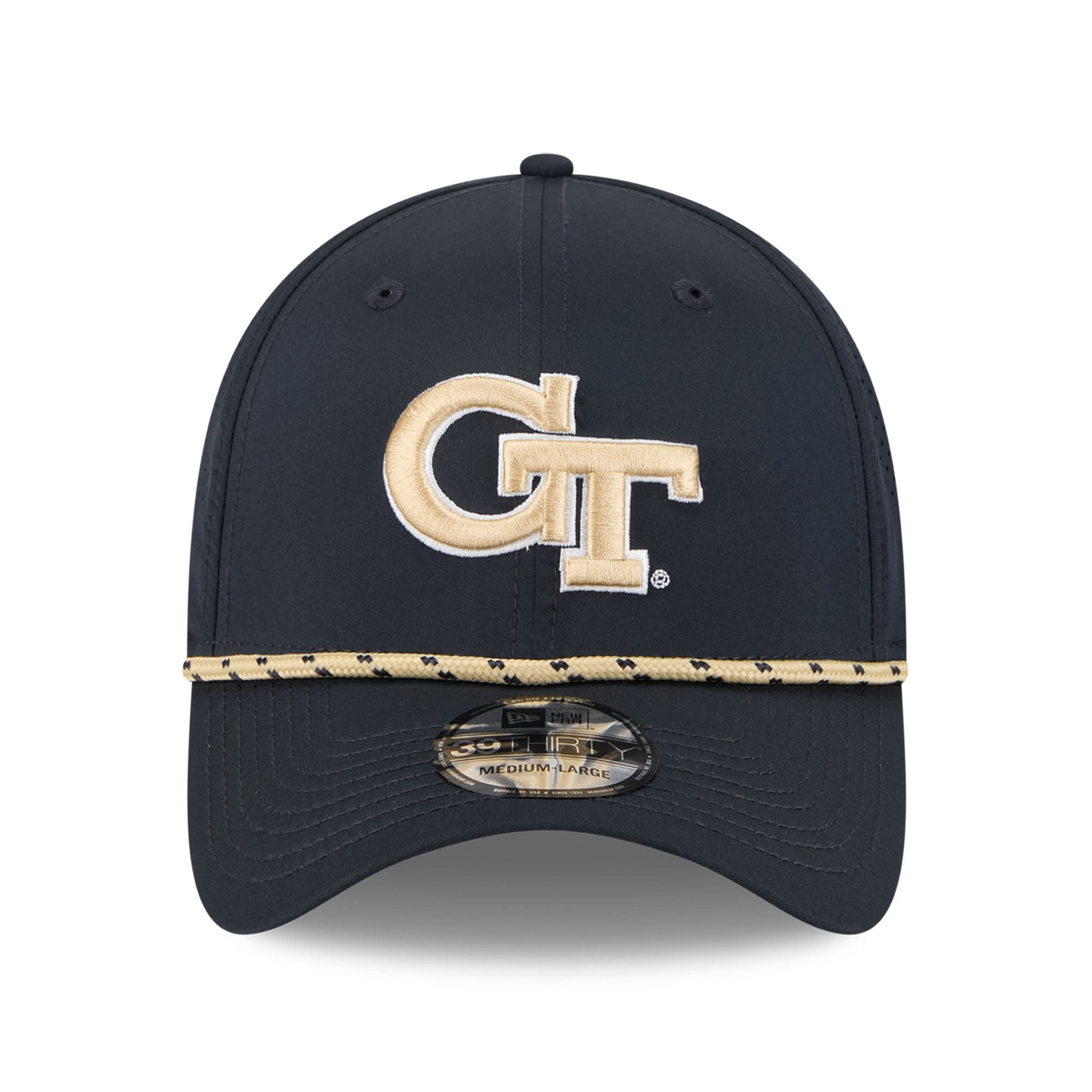 Men's New Era  Navy Georgia Tech Yellow Jackets Performance Rope 39THIRTY Stretch Hat