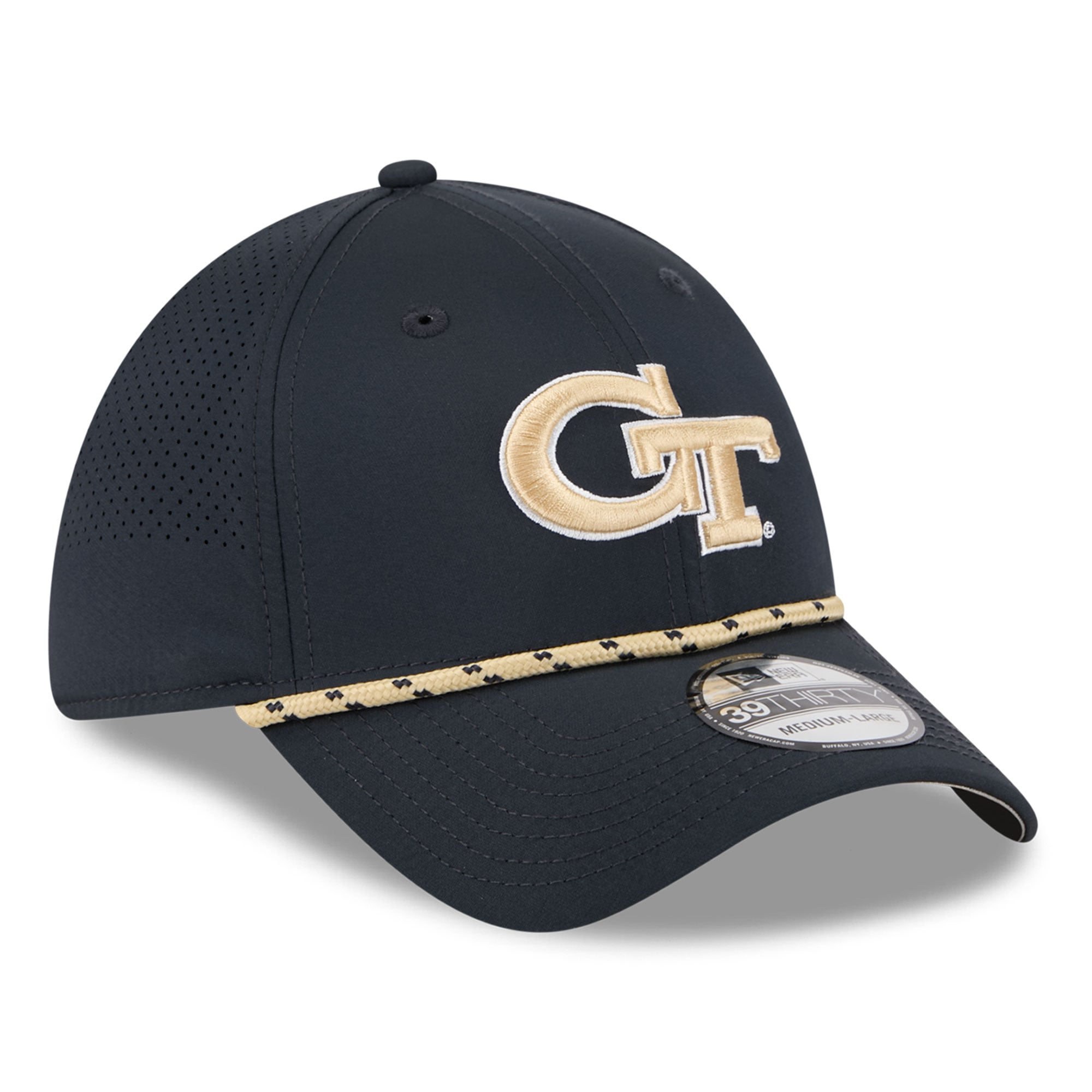 Men's New Era  Navy Georgia Tech Yellow Jackets Performance Rope 39THIRTY Stretch Hat