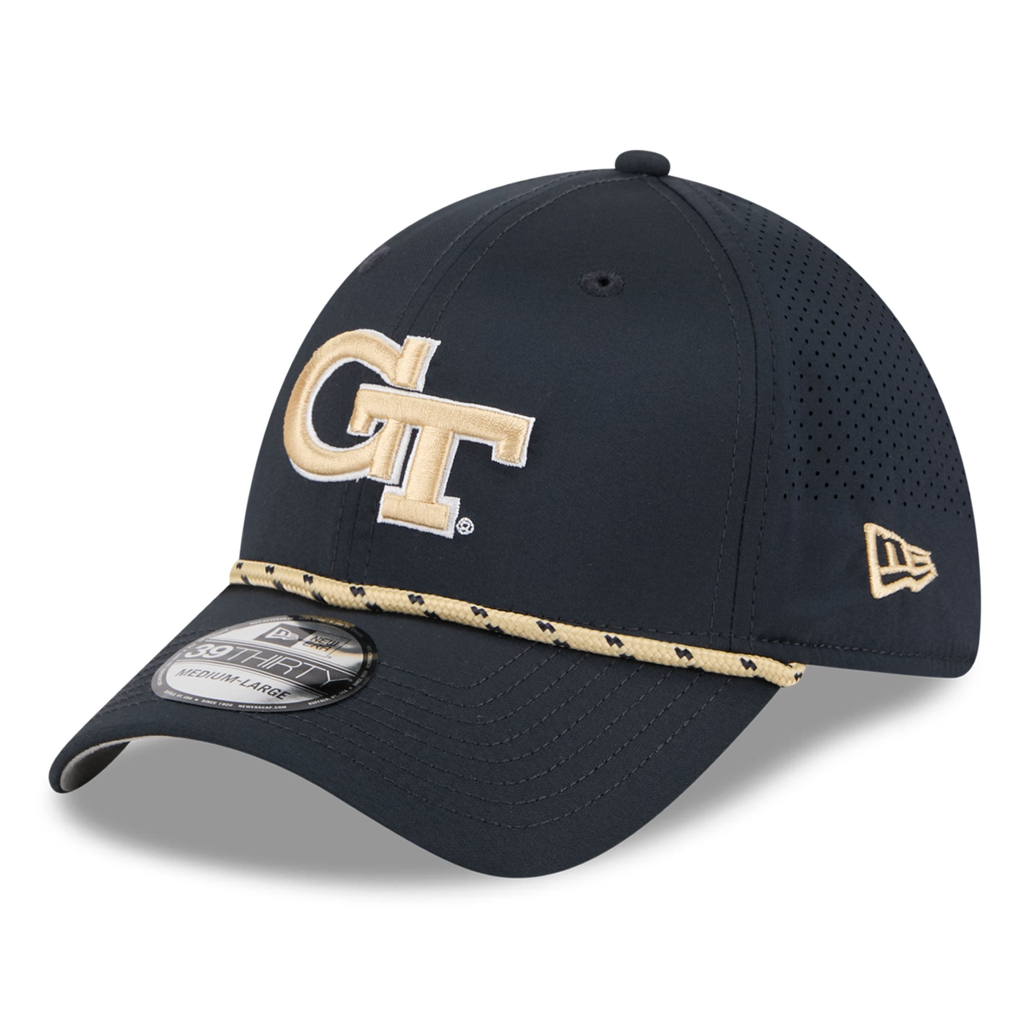 Men's New Era  Navy Georgia Tech Yellow Jackets Performance Rope 39THIRTY Stretch Hat