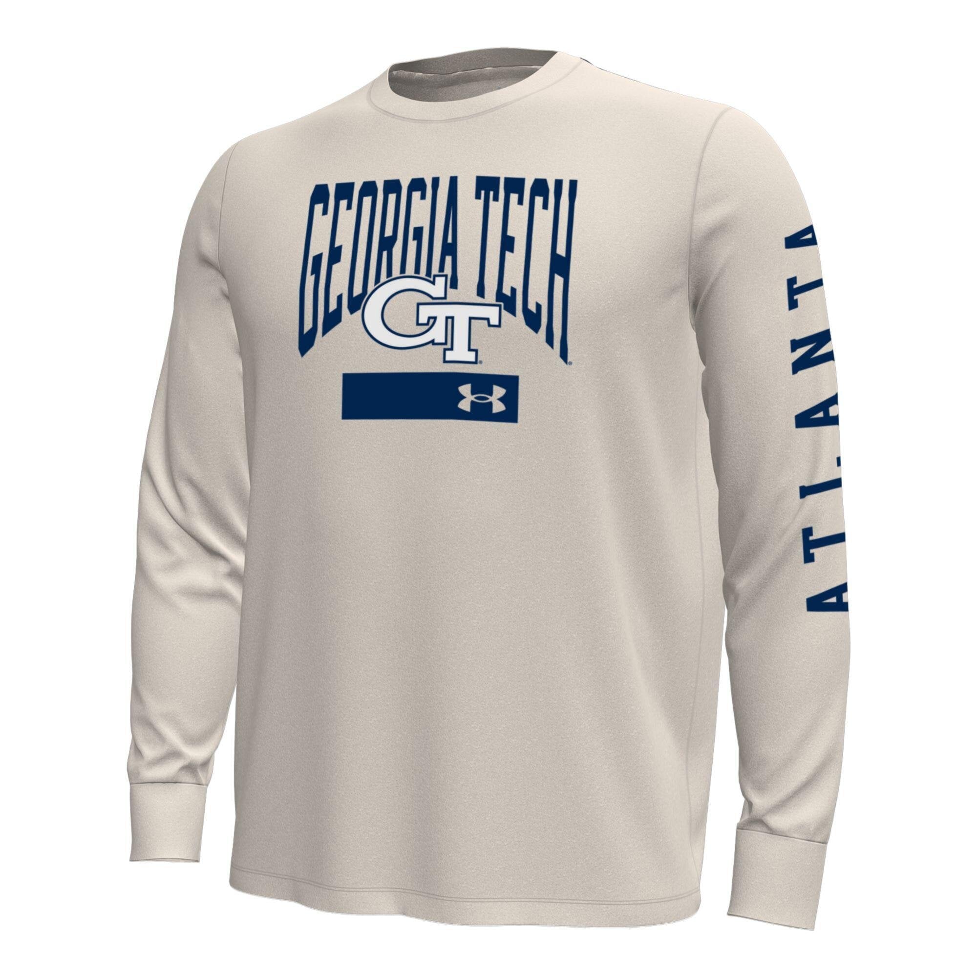 T-shirt à manches longues Under Armour crème Georgia Tech Yellow Jackets Gameday Motion pour homme