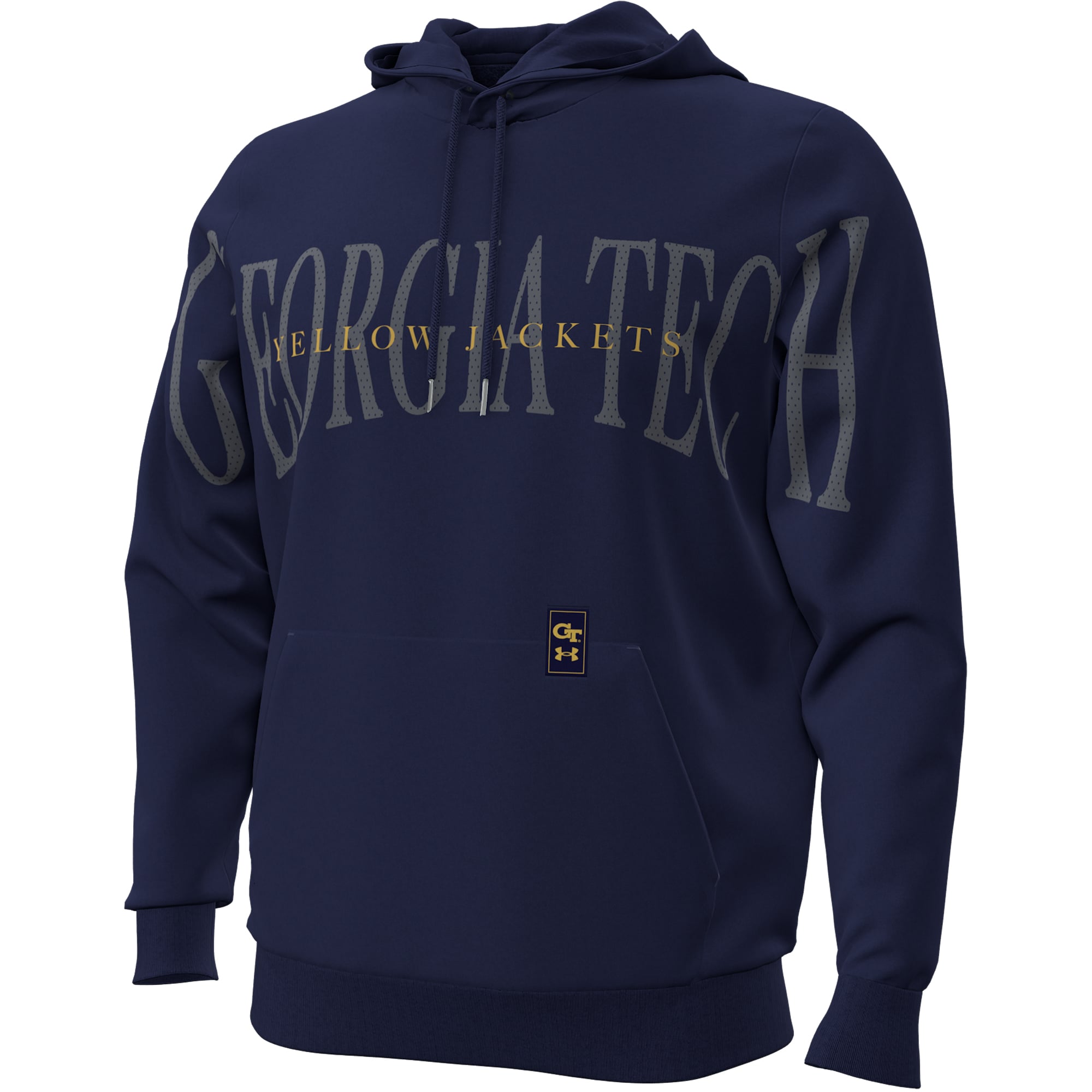 Sweat à capuche en polaire Under Armour bleu marine Georgia Tech Yellow Jackets 2026 Sideline Overlay Icon pour homme