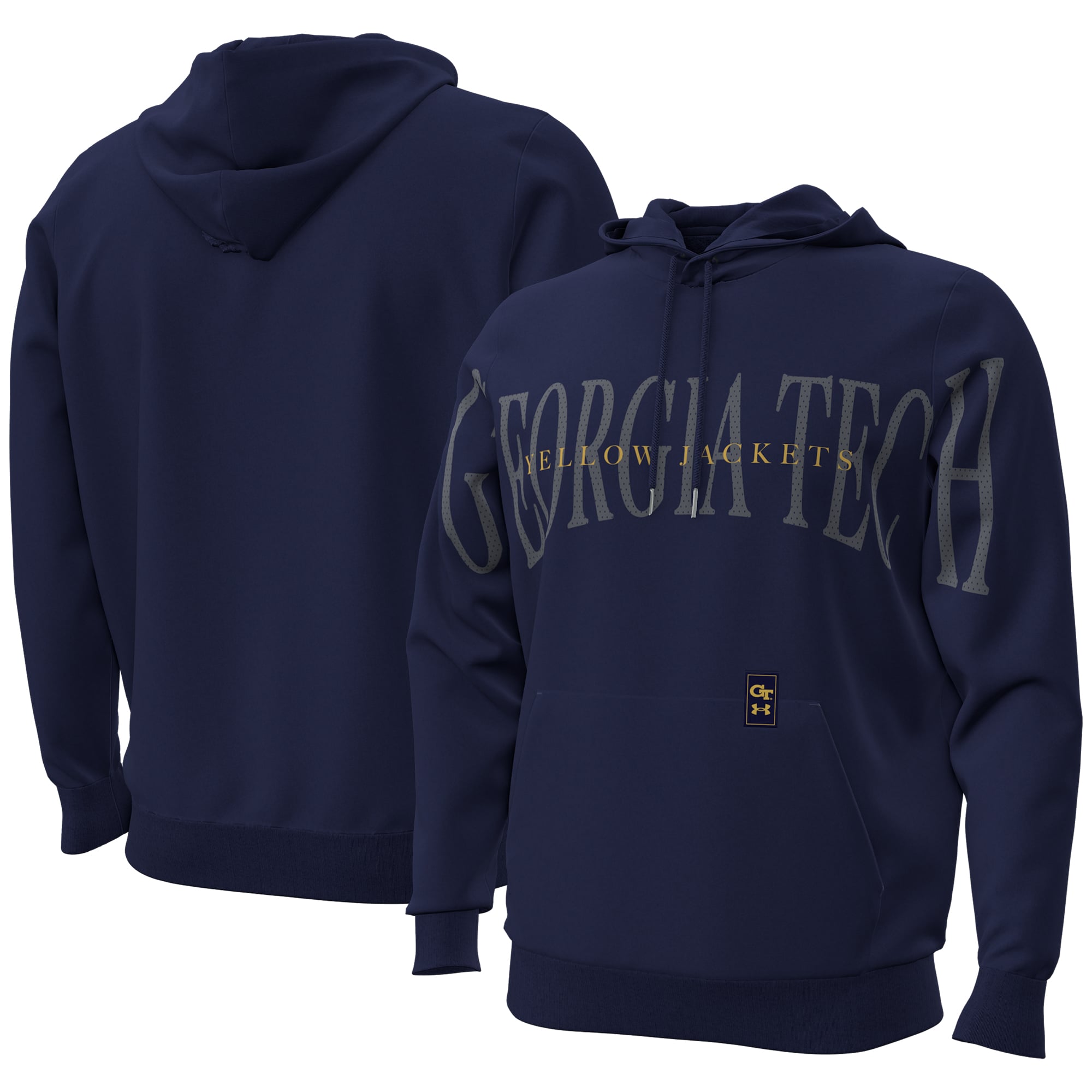 Sweat à capuche en polaire Under Armour bleu marine Georgia Tech Yellow Jackets 2026 Sideline Overlay Icon pour homme