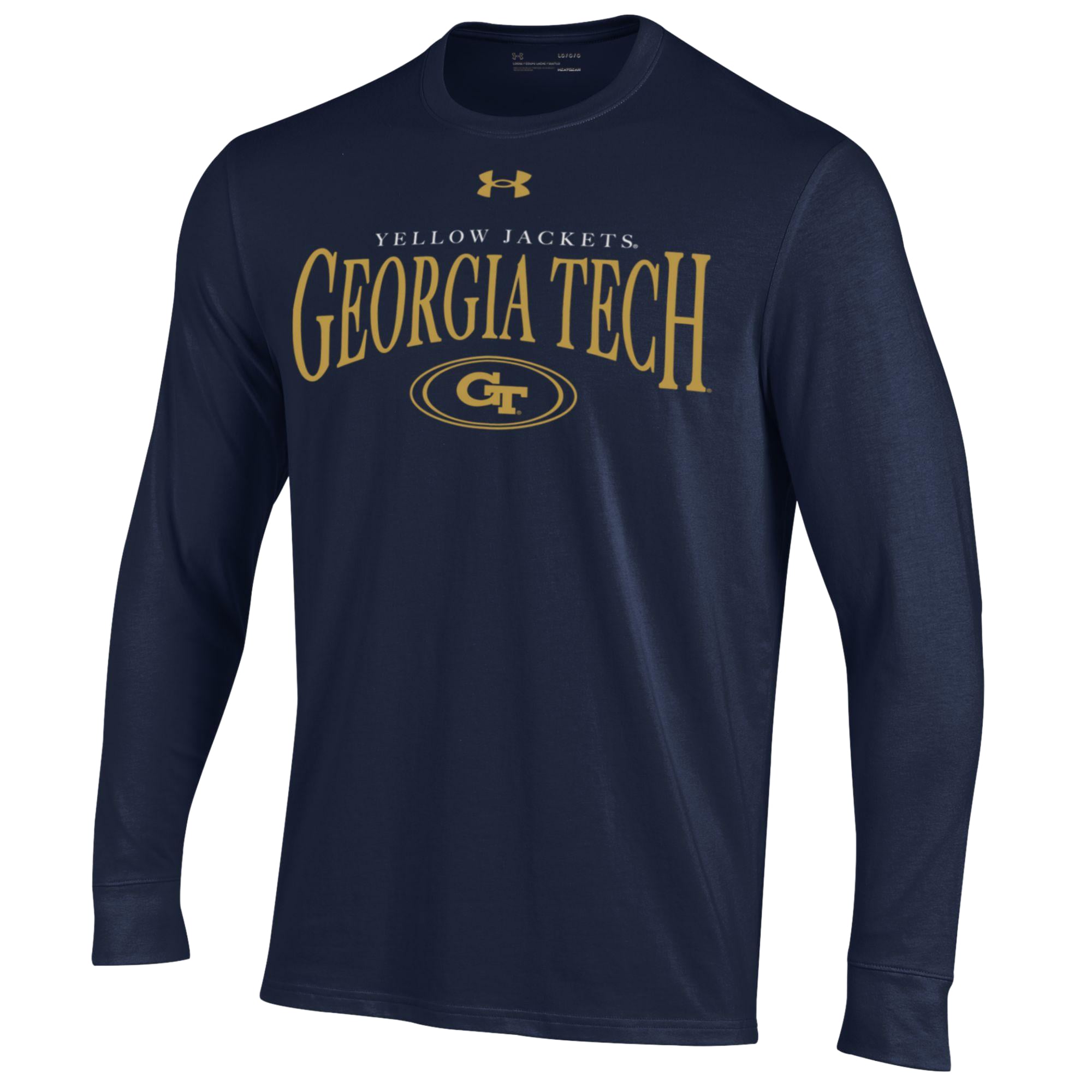 Men's Under Armour Navy Georgia Tech Yellow Jackets 2026 Sideline Performance Cotton Long Sleeve T-Shirt