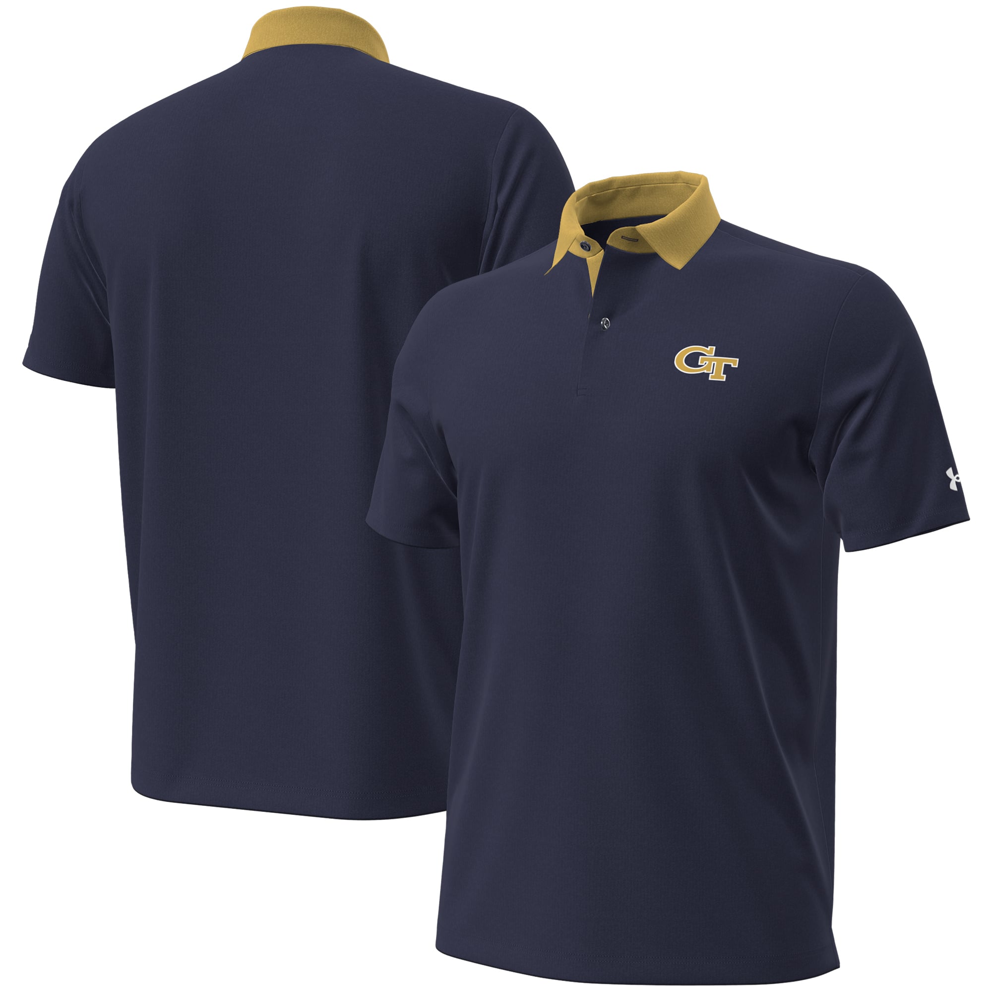 Polo fantaisie Under Armour bleu marine Georgia Tech Yellow Jackets 2026 pour les séries éliminatoires