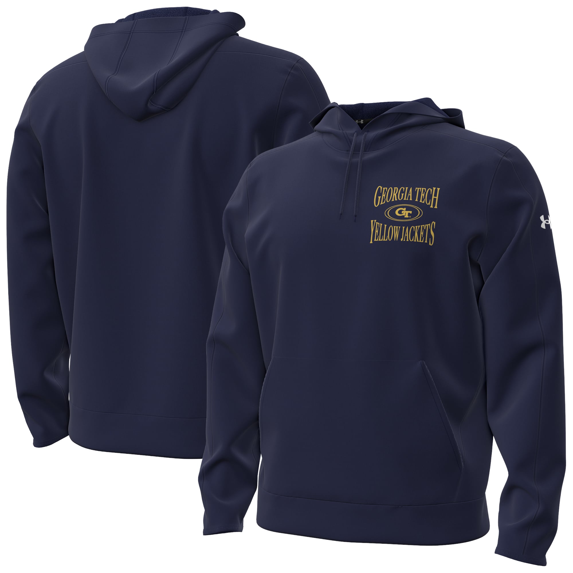 Sweat à capuche Under Armour bleu marine Georgia Tech Yellow Jackets 2026 Sideline Pro Storm Fleece pour homme