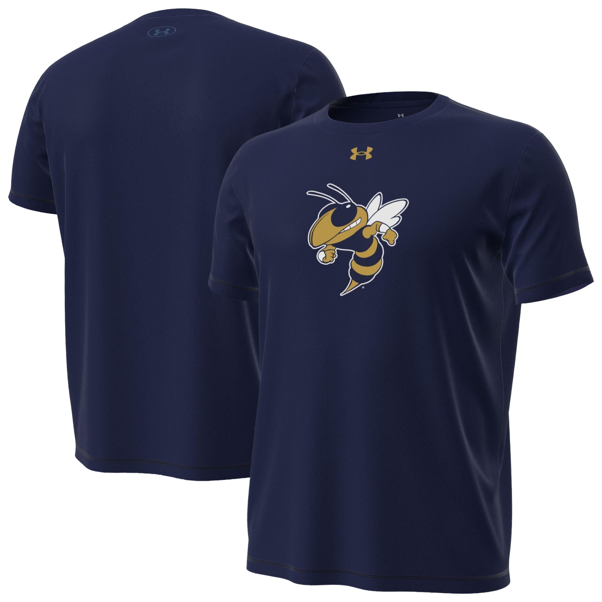 T-shirt technique extensible Under Armour bleu marine Georgia Tech Yellow Jackets pour homme