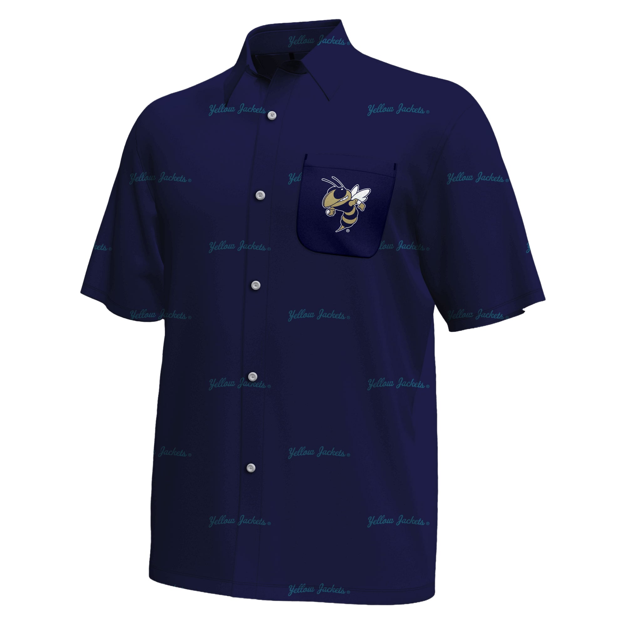Men's Under Armour Navy Georgia Tech Yellow Jackets Gameday Armourfuse Button-Up Shirt