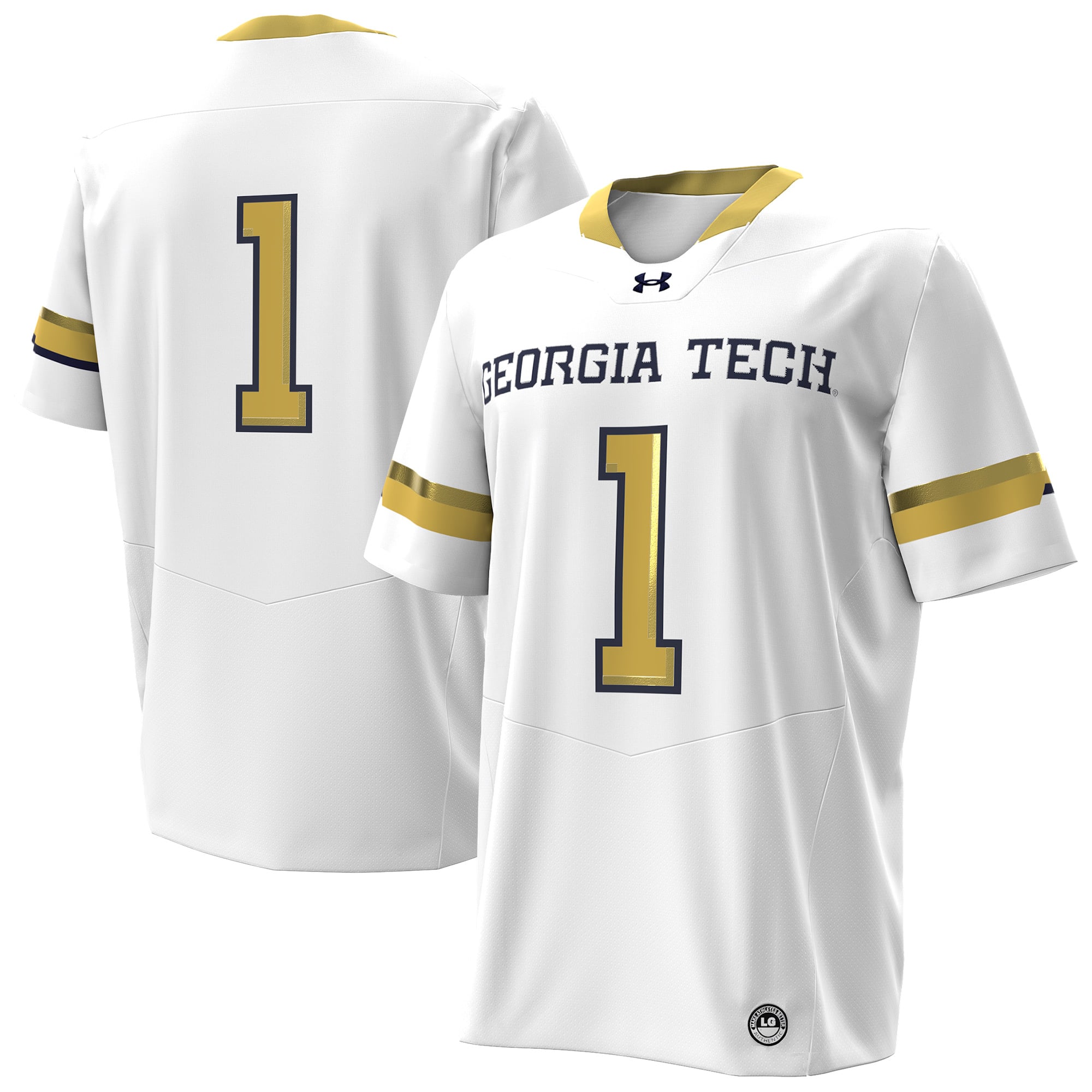 Men's Under Armour #1 White Georgia Tech Yellow Jackets Away Replica Football Jersey