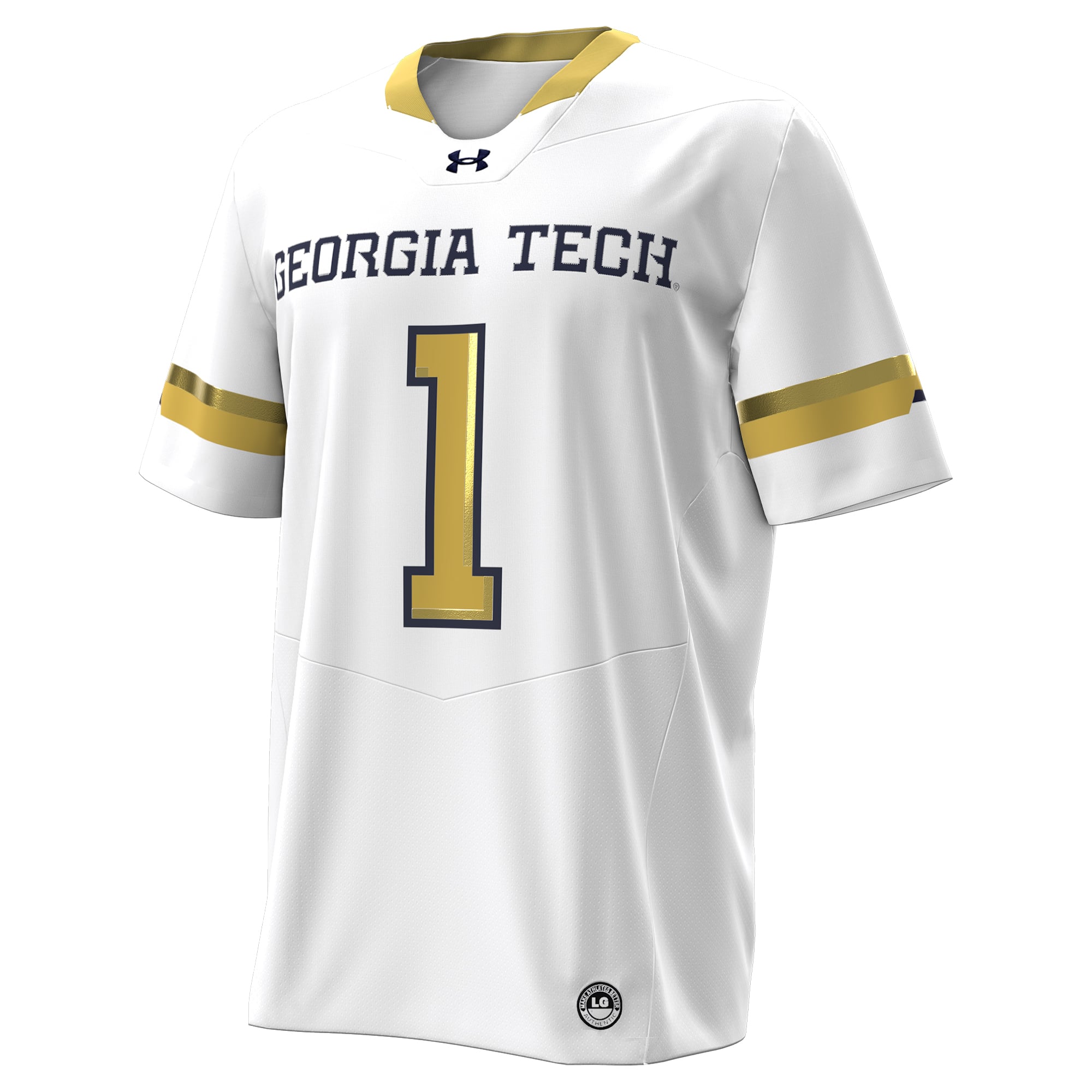 Men's Under Armour #1 White Georgia Tech Yellow Jackets Away Replica Football Jersey
