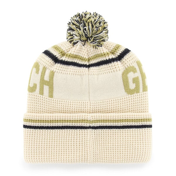Bonnet unisexe '47 crème Georgia Tech Yellow Jackets en maille gaufrée à revers avec pompon