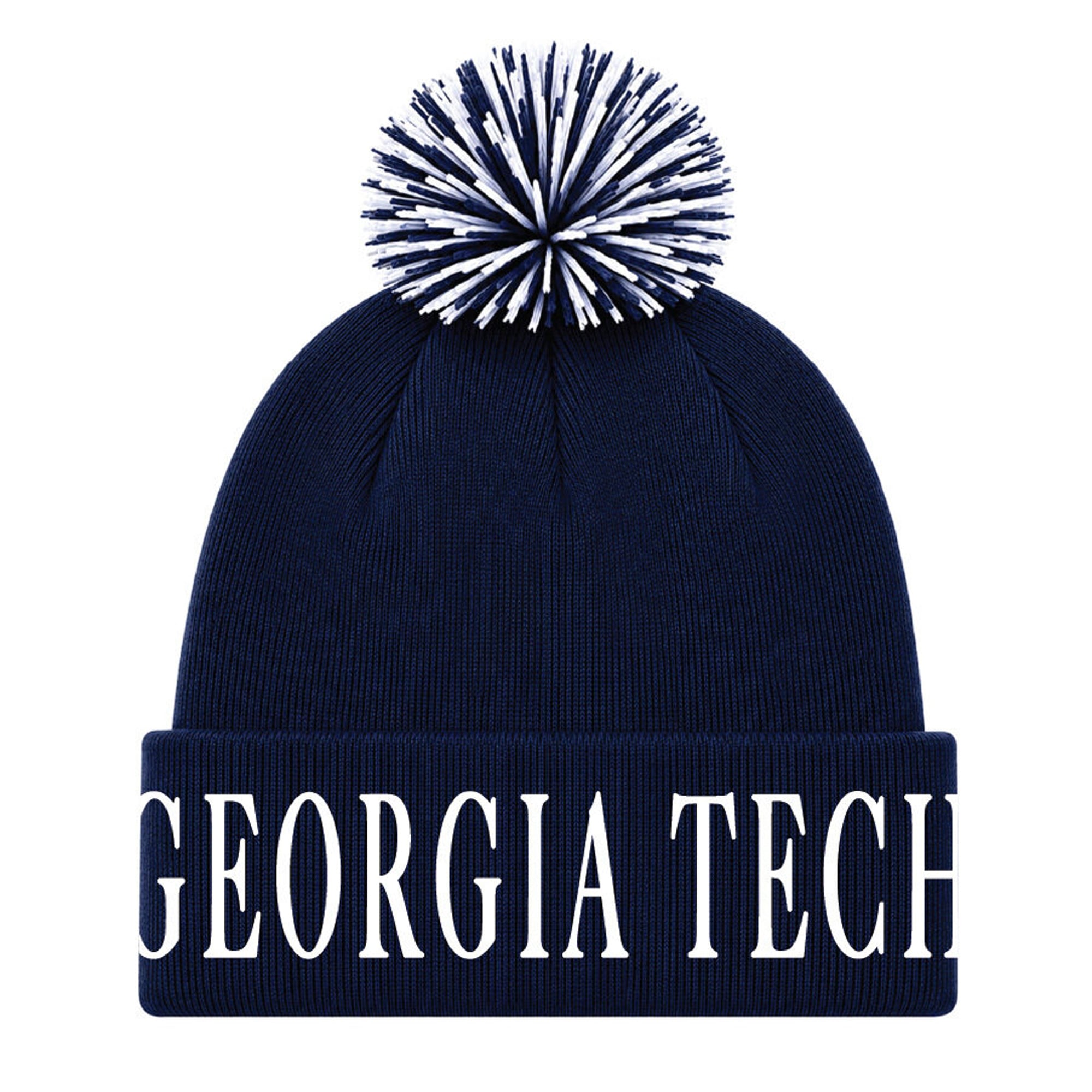 Bonnet unisexe Under Armour Georgia Tech Yellow Jackets bleu marine à revers et pompon