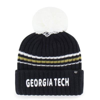  Georgia Tech Yellow Jackets '47 Women's Seasonal Fuzzy Script Big Pom Knit Hat - Navy