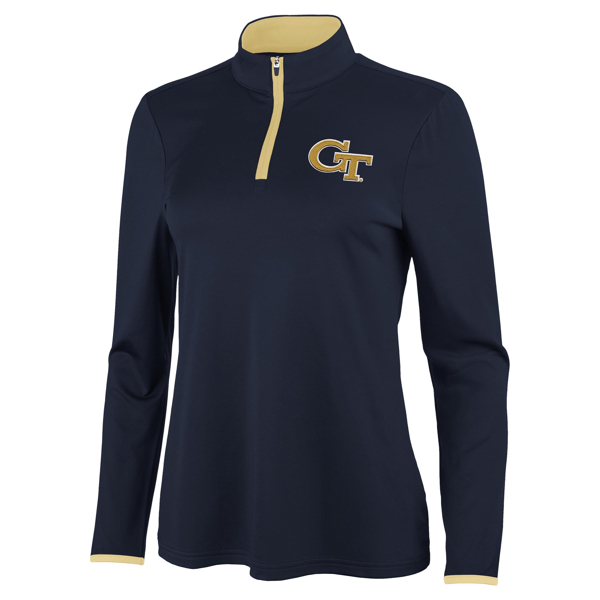 Pull à col zippé Antigua bleu marine/or Georgia Tech Yellow Jackets pour femme
